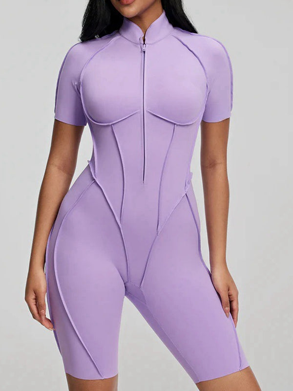 ZASUWA Women's Sexy Backless Zipper Scrunch Bum Jumpsuit - Stretchy Bodycon Romper for Clubwear, Night Out & Date Night