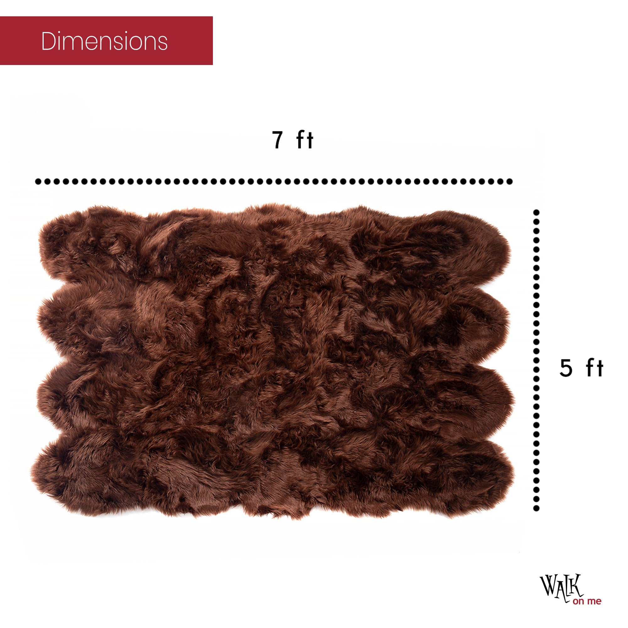 5x7 ft Soft Faux Fur Area Rug - Brown Shaggy Sheepskin Rug for Living Room, Bedroom, Nursery | Non-Slip Machine Washable Fluffy Rug for Home Decor & Kids Room | Cozy Floor Mat for Winter Warmth & Pet-Friendly Spaces