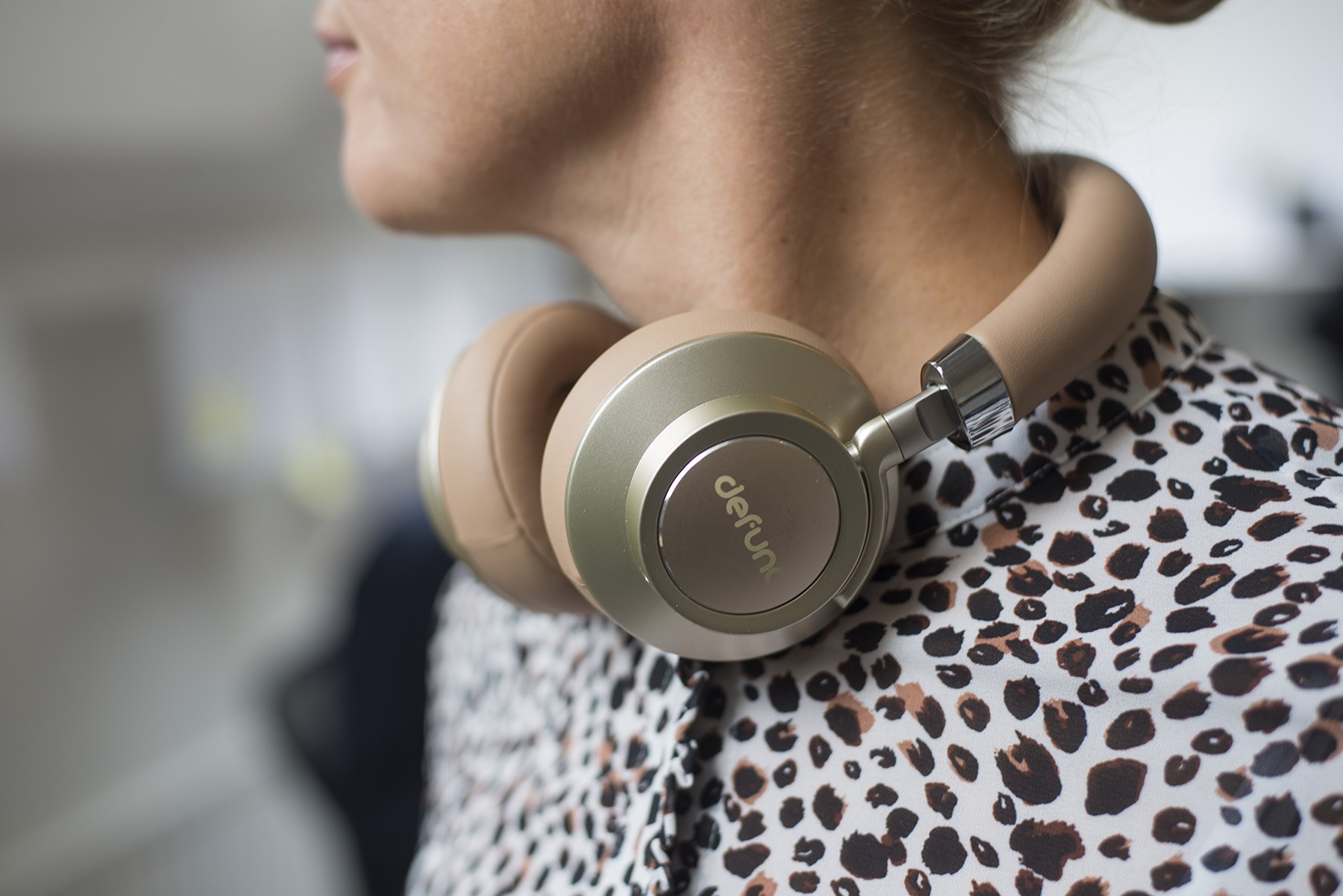 Defunc Plus Wireless Bluetooth Headphones - Gold | Noise Cancelling, 30H Playtime, HD Sound | Perfect for Gym, Travel & Work