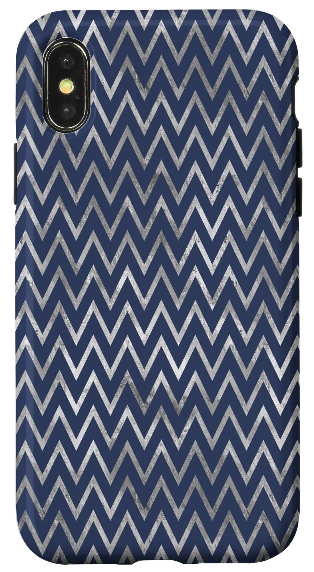 Premium iPhone X/XS Case - Blue & Silver Chevron Design - Slim Protective Cover for Everyday Use, Work & Travel