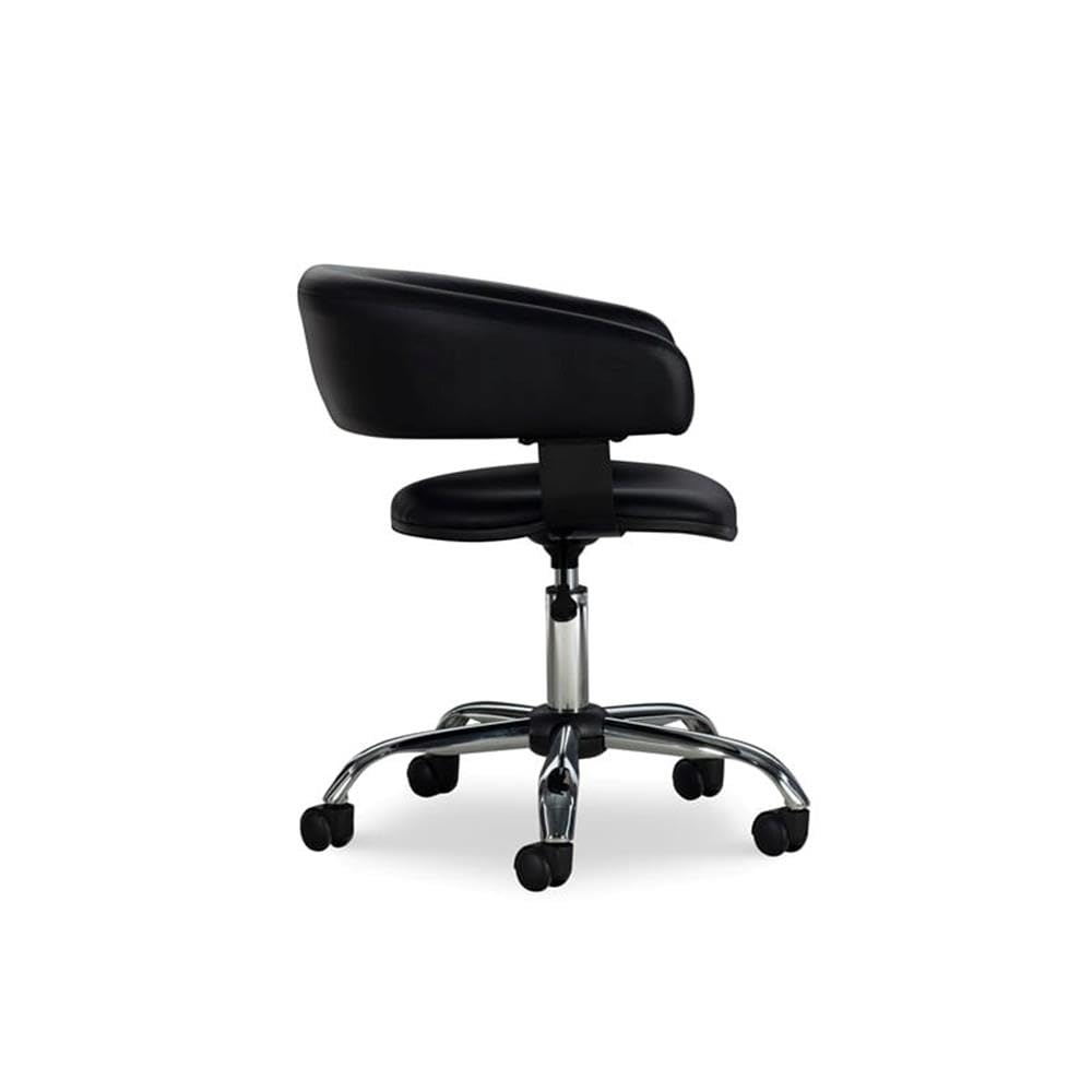BOWERY HILL Black & Chrome Adjustable Height Gas Lift Office Chair - Faux Leather & Metal Swivel Rolling Desk Chair for Home, Office, Gaming & Study