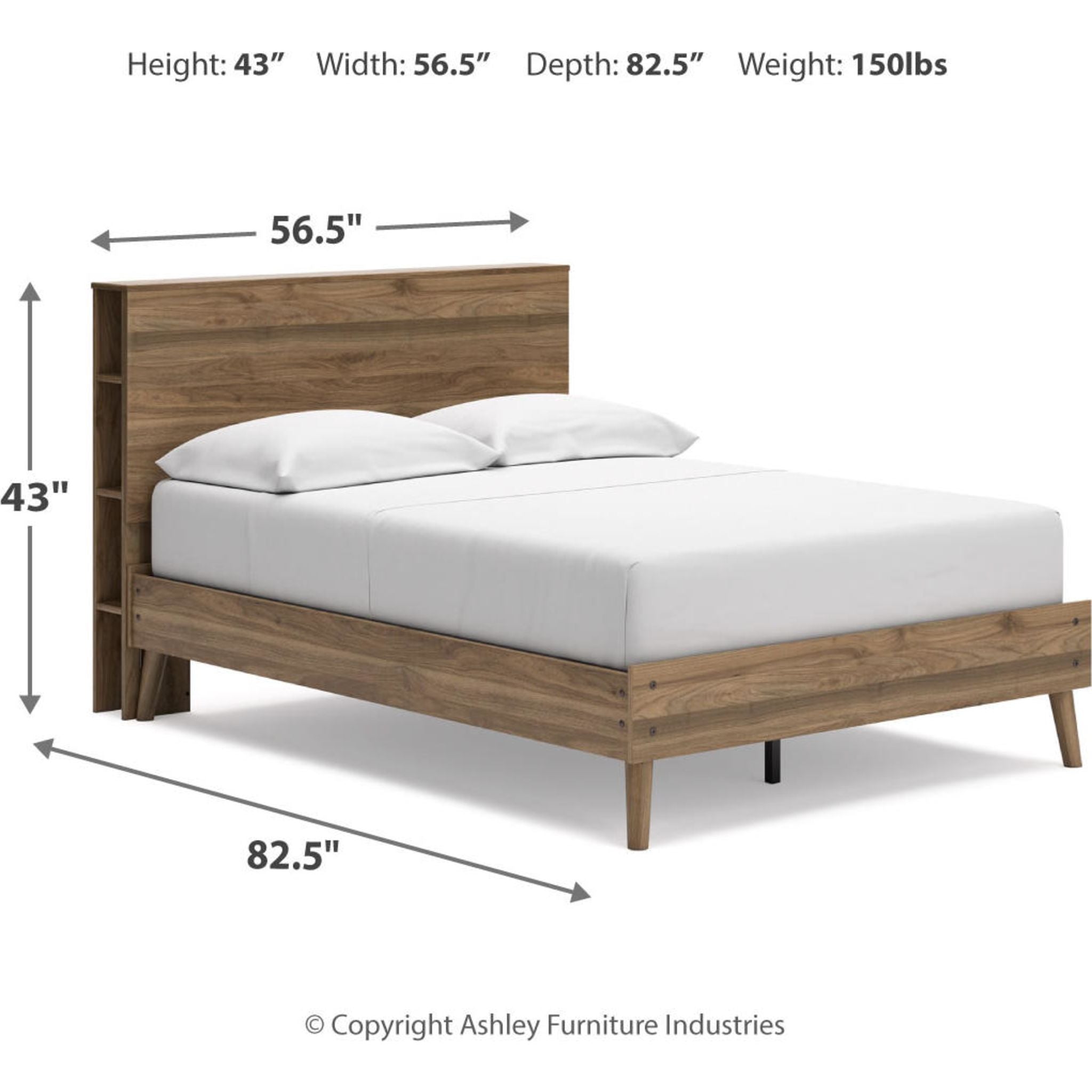 Aprilyn Full Bookcase Bed in Honey Finish - Stylish Storage Bed Frame for Small Spaces, Dorm Rooms & Guest Bedrooms