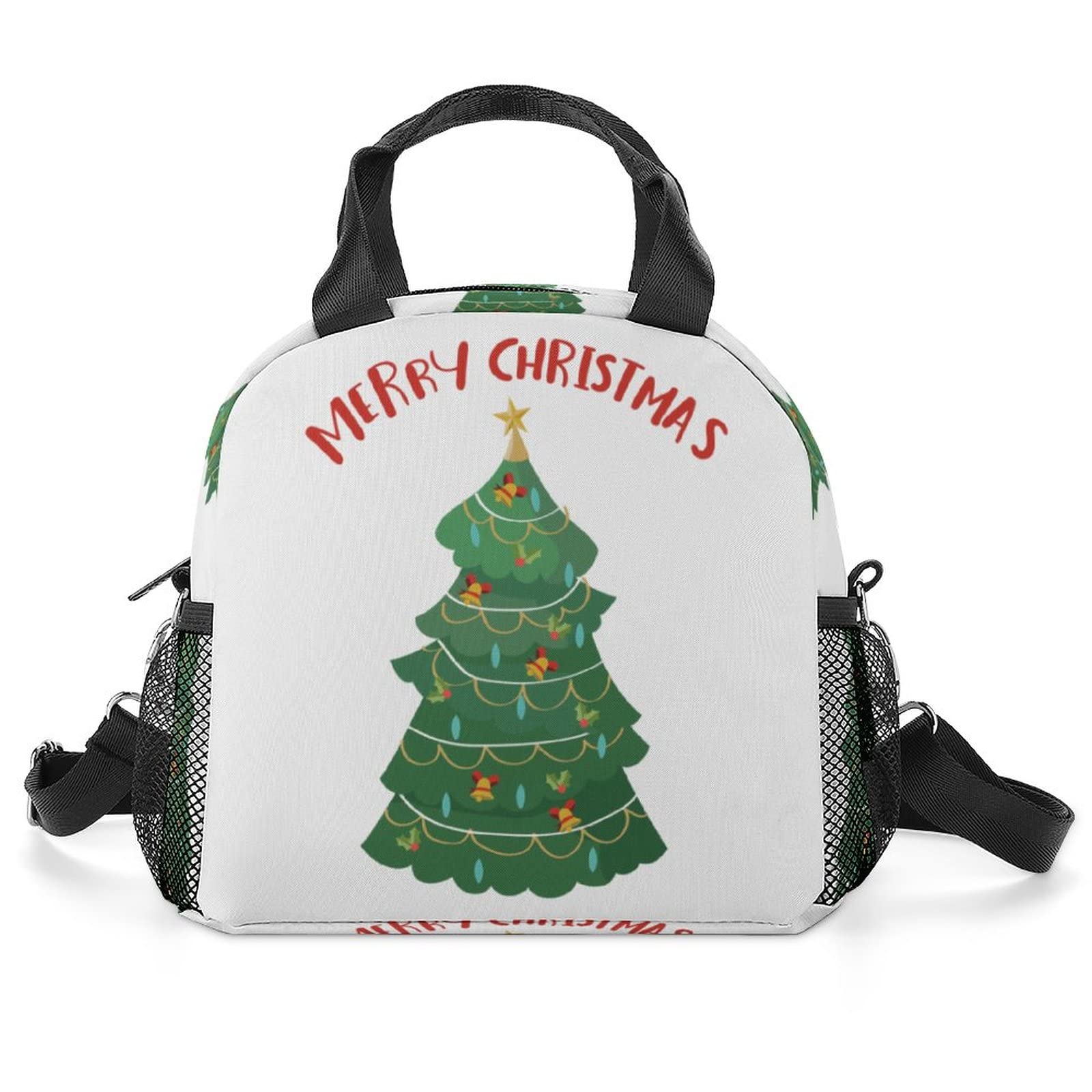 Insulated Lunch Bags & Boxes for Adults & Kids - Reusable Thermal Meal Bags for School, Work, Picnic & Outdoor Activities - Leakproof Portable Tote Bag with Christmas Green Tree Design