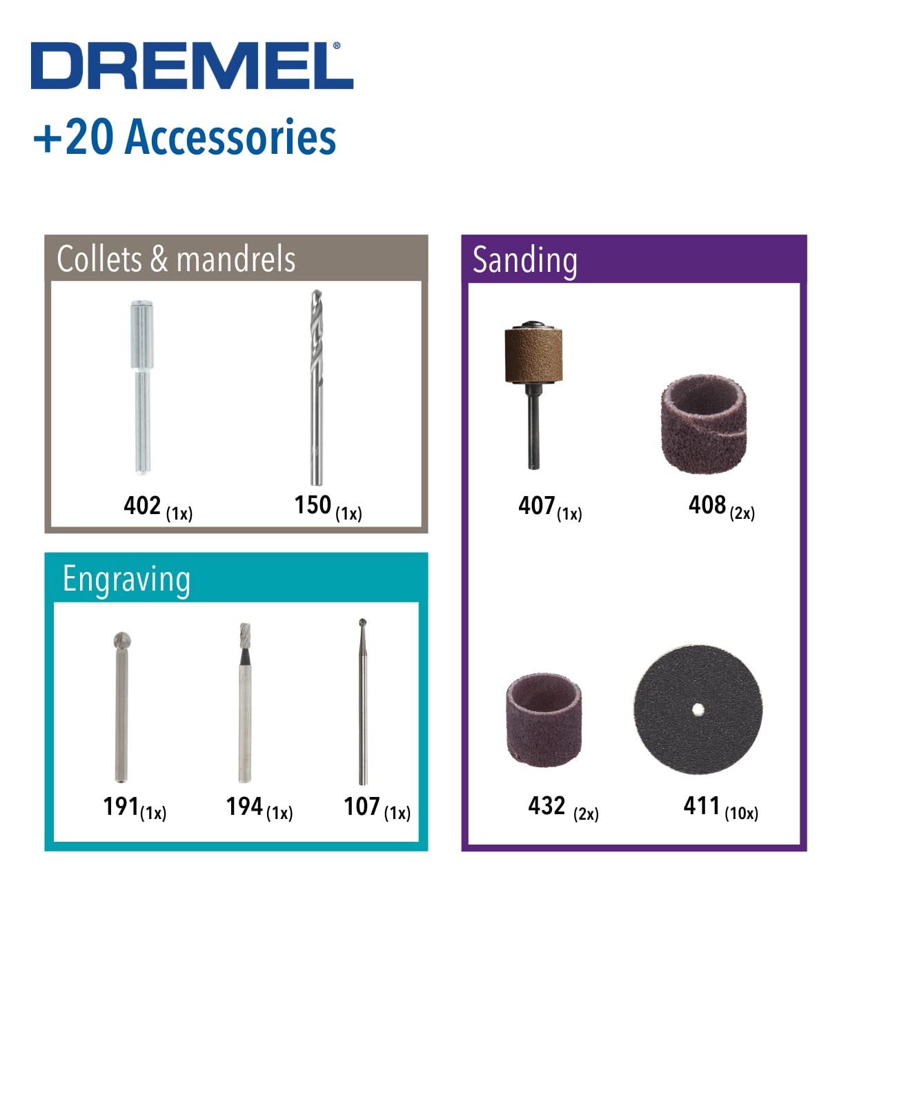Dremel 681 Woodworking Kit with 20 Rotary Tool Accessories - Perfect for DIY Projects, Wood Carving & Crafting