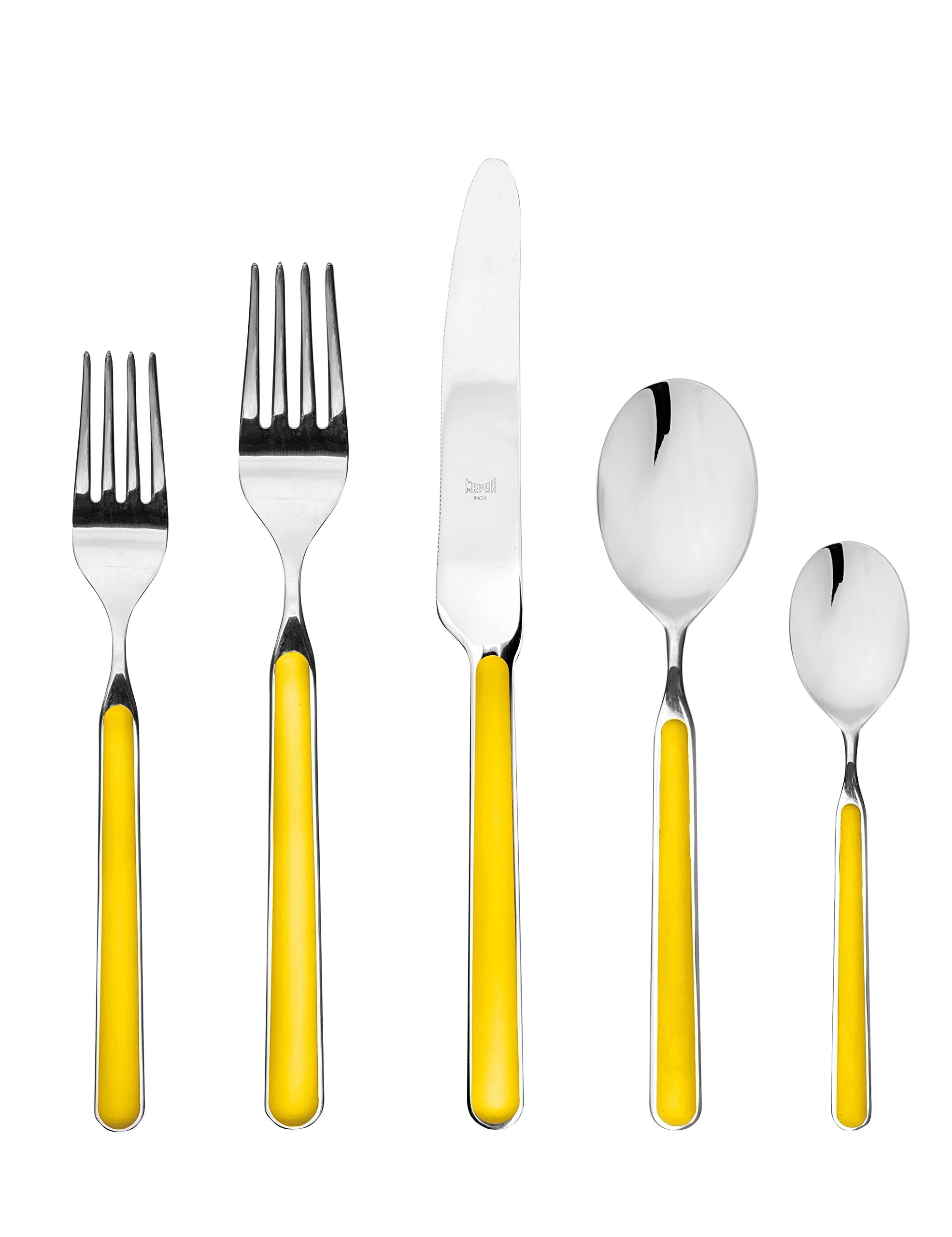 MEPRA Fantasia 5-Piece Flatware Set - Stainless Steel Sunflower Design, Dishwasher Safe Cutlery for Everyday Dining, Kitchen Essentials (10J622005) | Perfect for Home, Restaurant, and Gift Giving