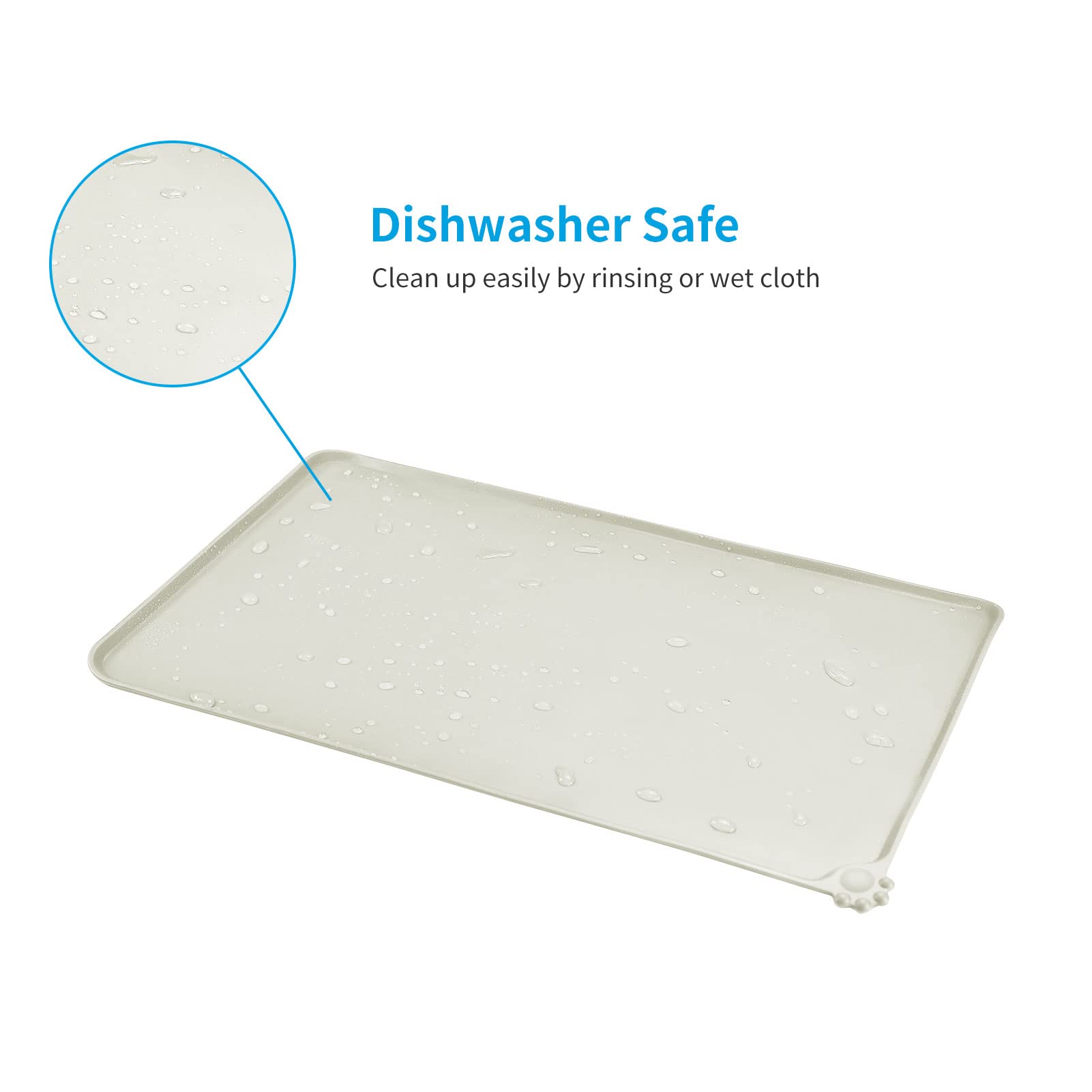 AUDWUD Non-Slip Silicone Pet Feeding Mat - Waterproof Dog Bowl Placemat for Food & Water - Perfect for Messy Eaters, Puppy Training & Kitchen Floor Protection