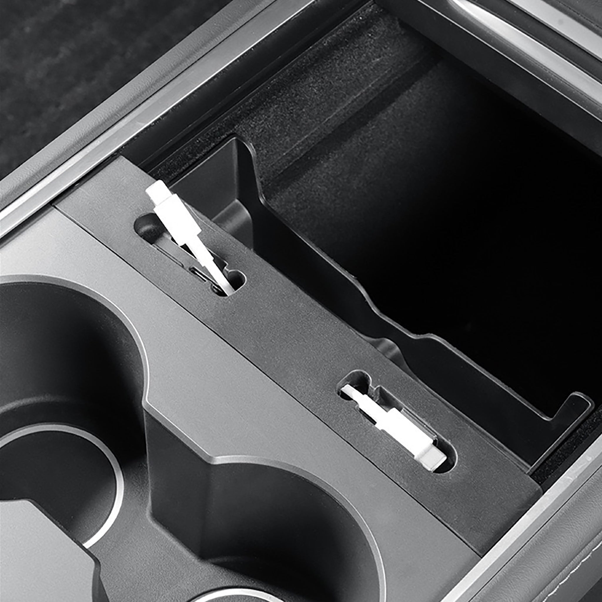 Tesla Model 3 & Y Center Console Sunglasses Holder and Cable Organizer - Car Accessories for Sunglass Storage and Phone Charging Cord Management