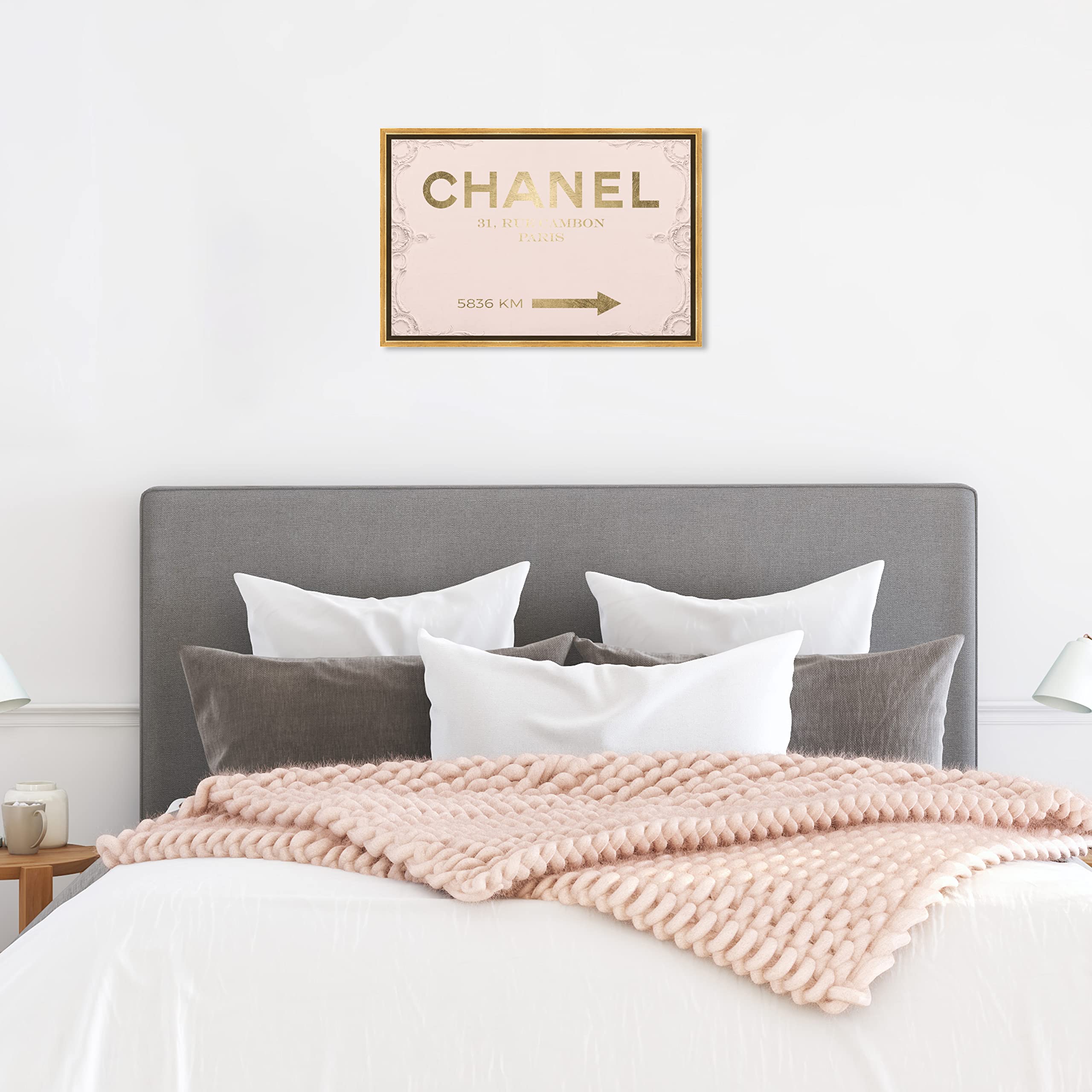 Oliver Gal Fashion Glam Gold Frame Canvas Wall Art - Rococo Style Pink & Gold Home Decor (24x16 Inches) for Living Room, Bedroom & Bathroom | Perfect for Modern Glamour Interiors & Luxury Gift Giving