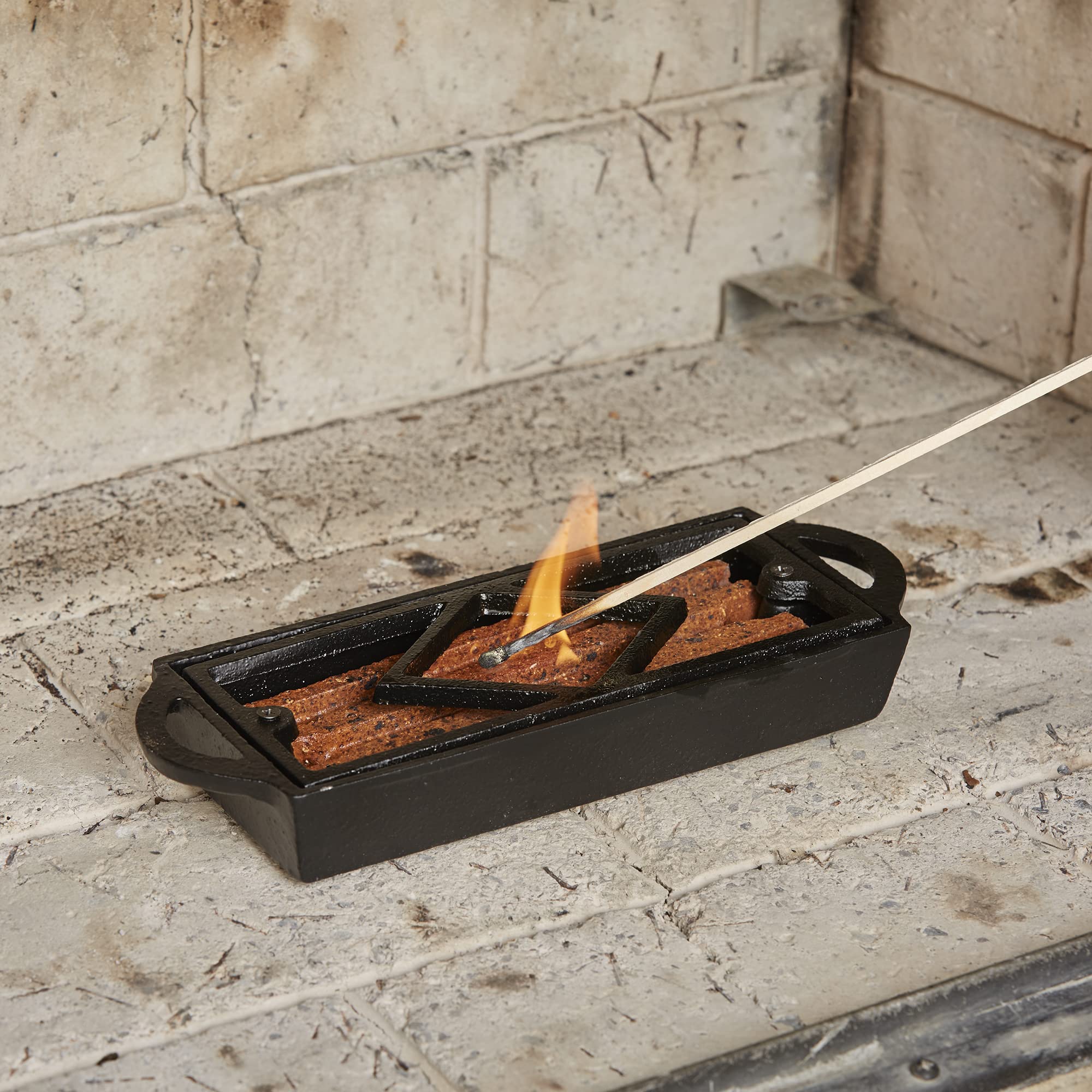 UniFlame Cast Iron Firestarter Tray - Heavy Duty Fireplace Starter Log Holder for Indoor/Outdoor Use - Perfect for Camping, Fire Pits & Wood Stoves (Model C-1137)