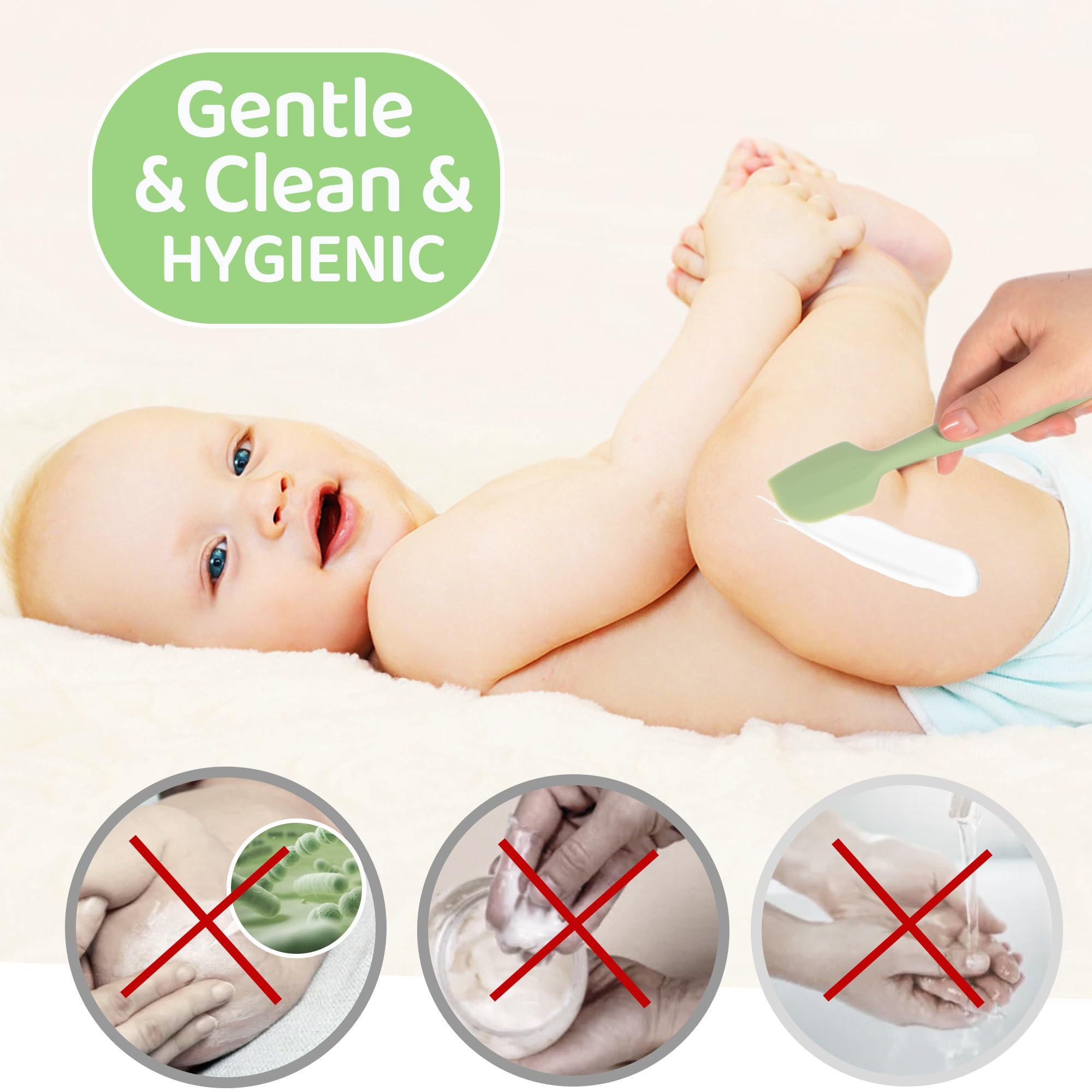 Baby Diaper Cream Spatula Set with Travel Case & Gift Box - 2 Large Soft Butt Paste Applicators for Diaper Rash Care | Perfect for On-the-Go Parents & Baby Care Essentials