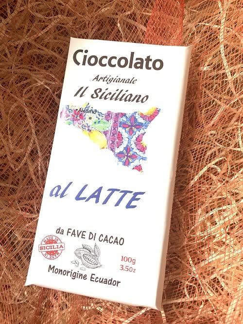 Premium Handmade Sicilian Milk Chocolate Bar - 100g by Stellino Chocolate Maker | Gourmet Gift, Dessert Pairing & Coffee Companion