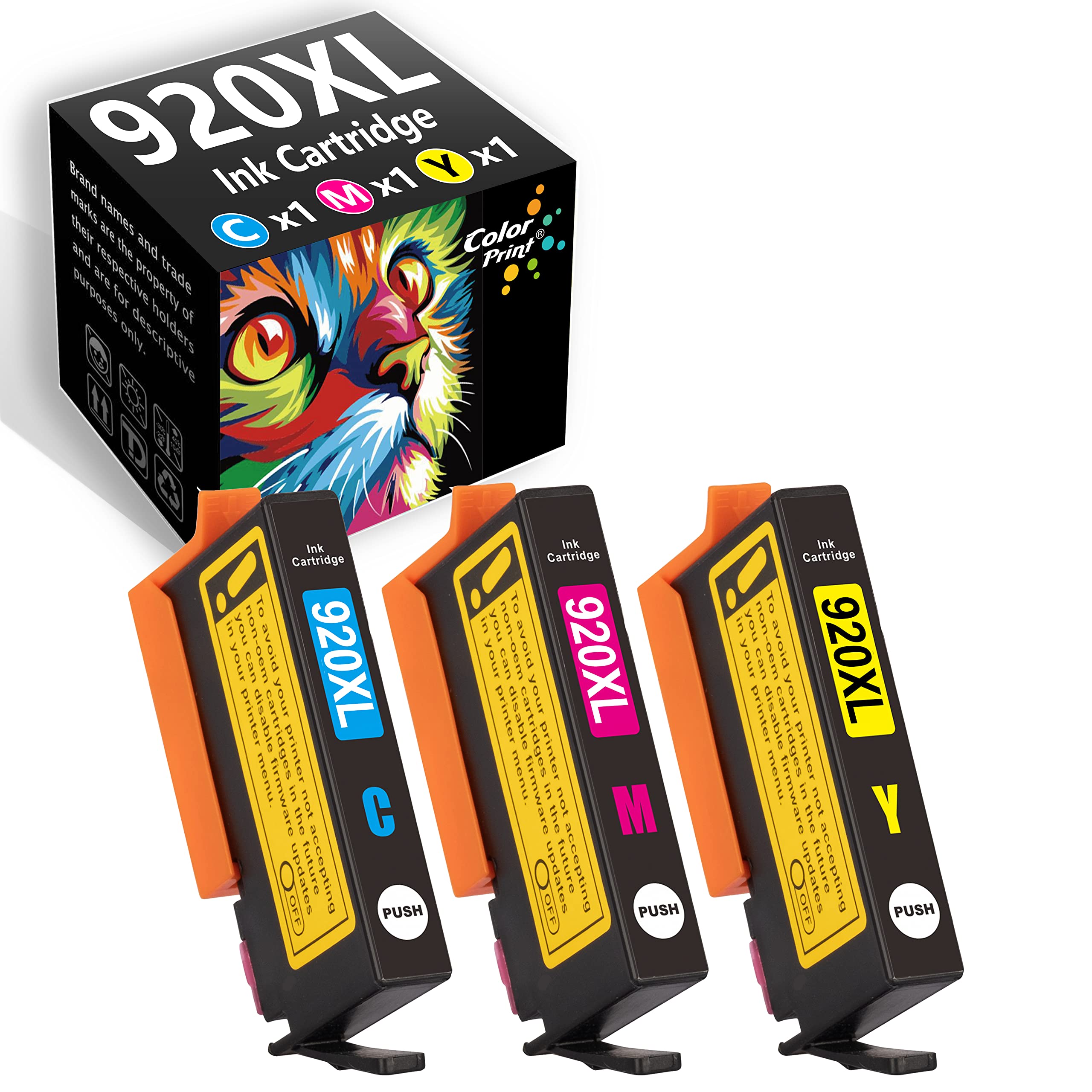 HP 920XL Compatible Ink Cartridge Replacement - 3-Pack (Cyan, Magenta, Yellow) for Officejet 6500 6500A 6000 7000 7500 7500A E709 Printers | High-Quality Printer Ink for Home & Office Use