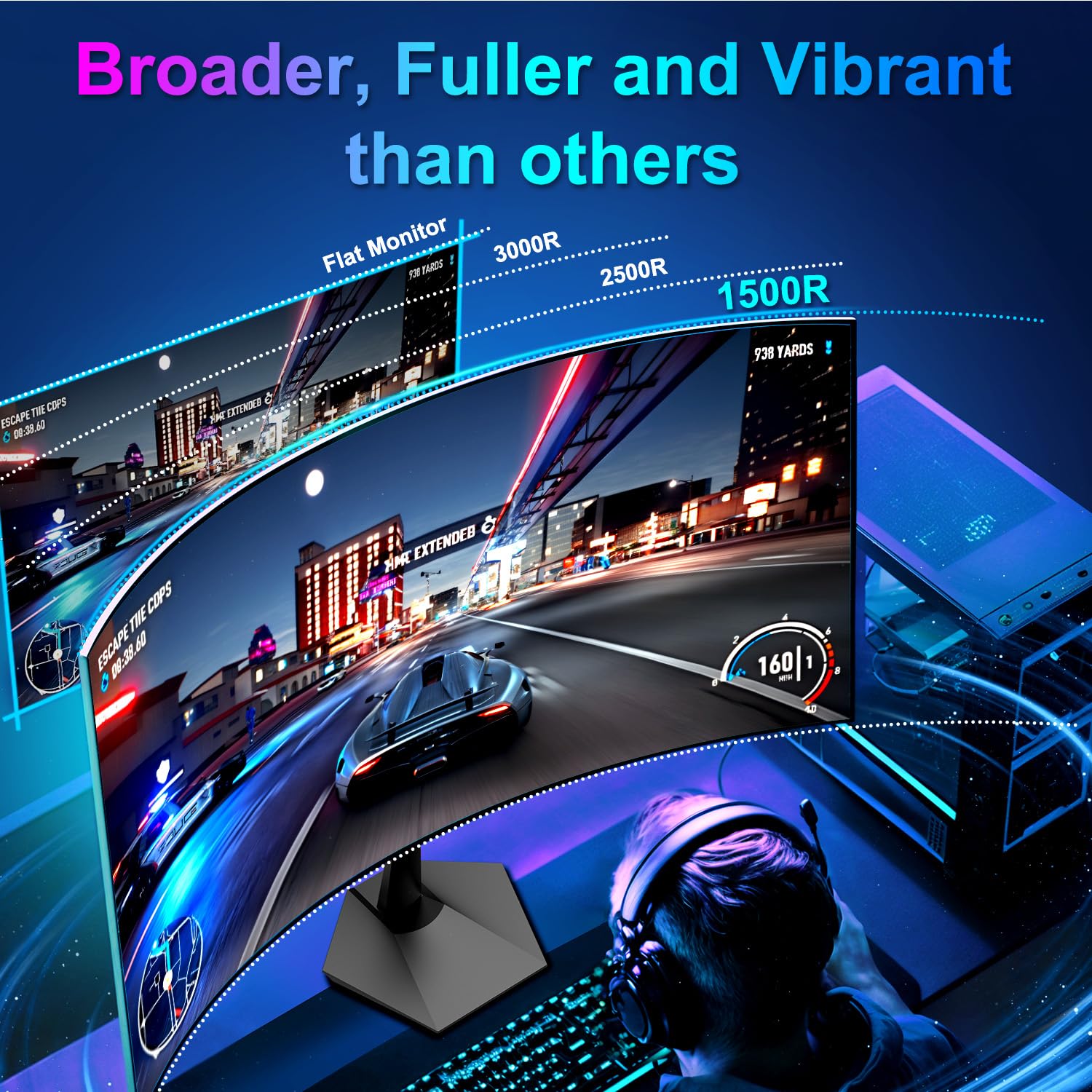 SANSUI 24 Inch Curved Gaming Monitor 100Hz USB-C with Built-in Speakers, 1ms MPRT, Adaptive Sync, HDR, 1500R Curvature, VESA 75x75mm - Perfect for Home Office, Gaming & Entertainment (Includes HDMI Cable ES-24C1)