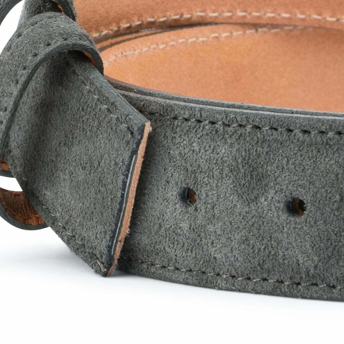 Men's 35mm Gray Suede Leather Belt Strap Replacement for Cartier Buckles | Durable & Stylish Dress Belt for Formal Wear & Business Attire