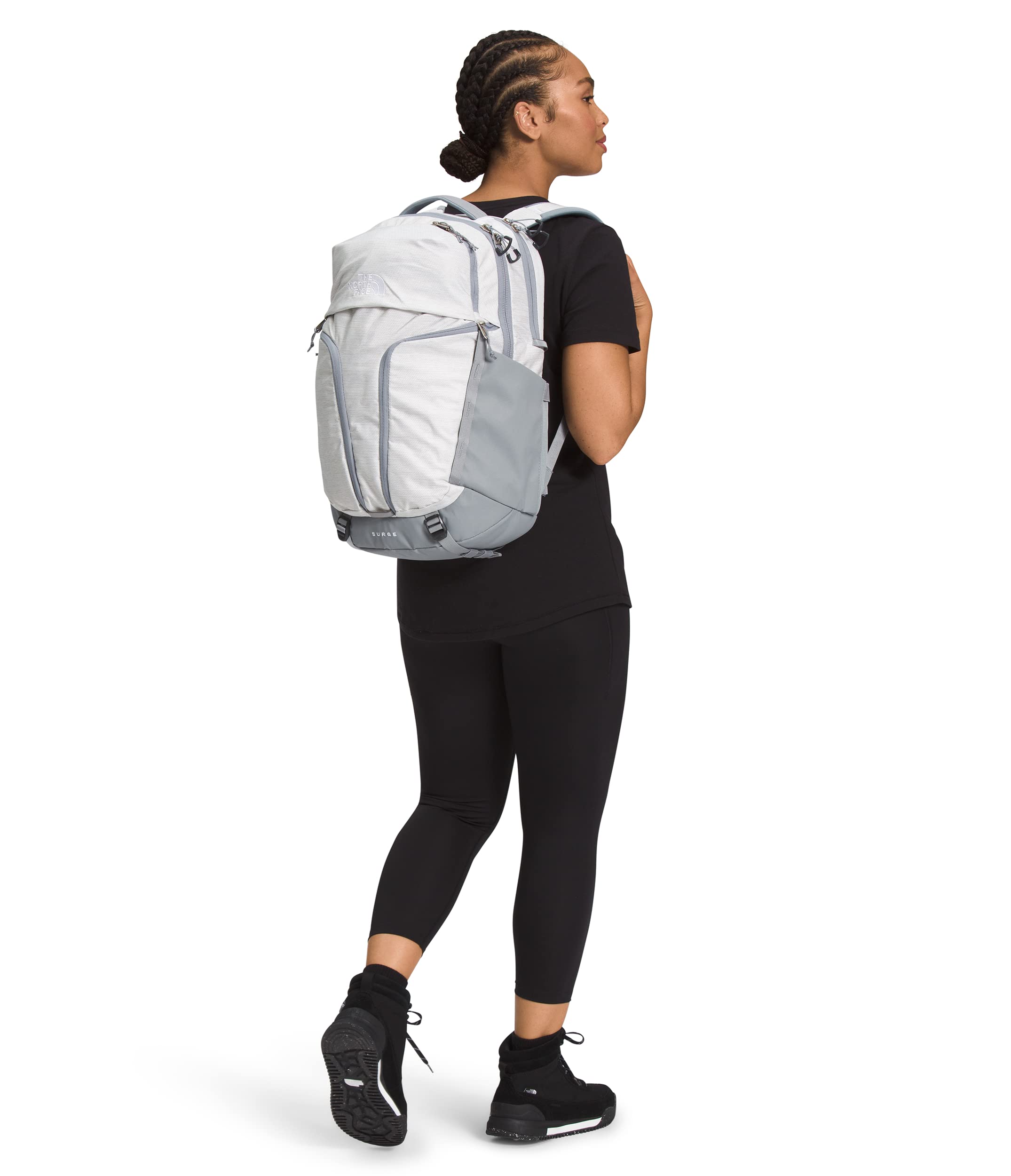 The North Face Women's Surge Commuter Laptop Backpack - TNF White Metallic Mélange/Mid Grey (One Size) - Durable Travel & Work Backpack for Business, Commuting & College Students