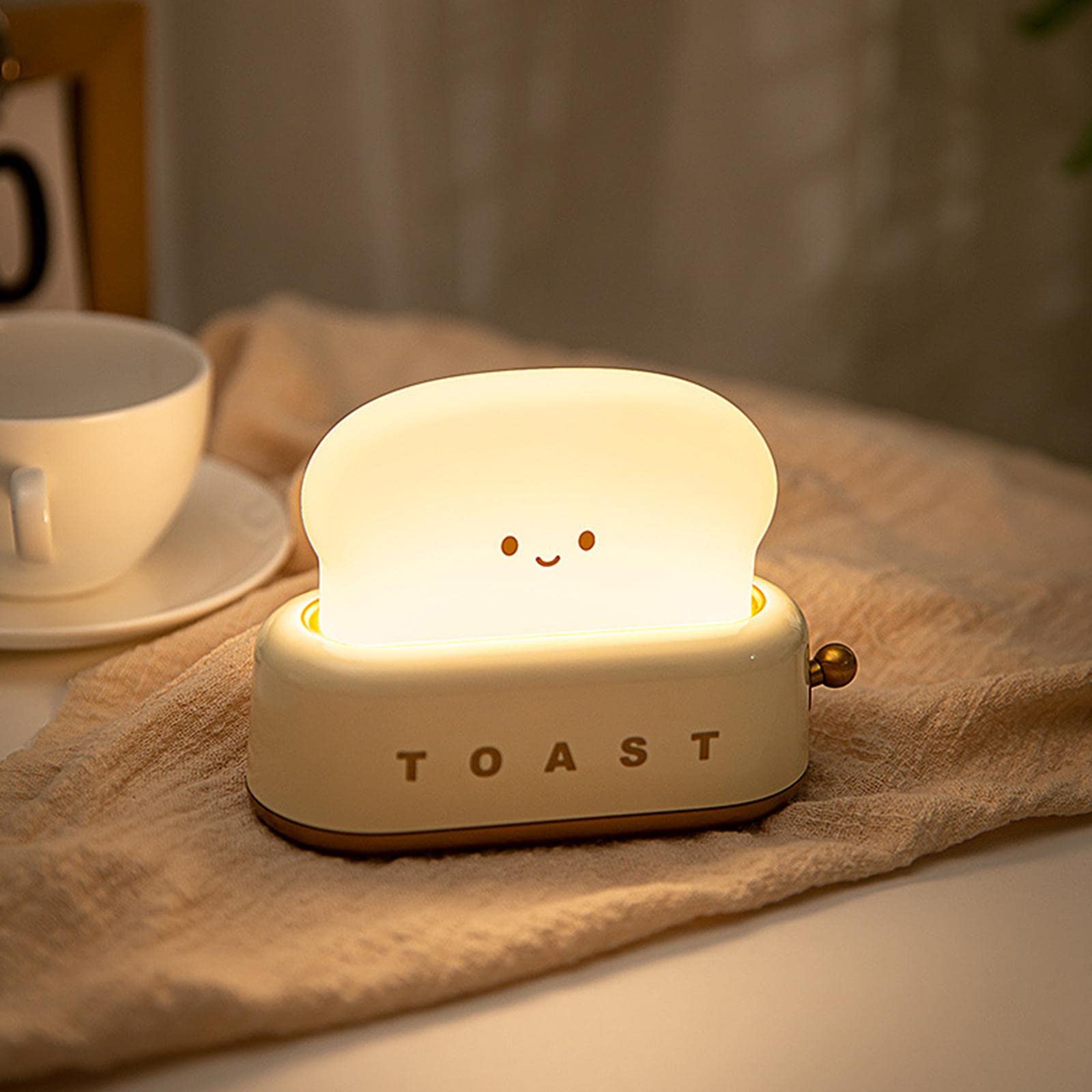 Cute Toast Night Light - Creative Bread Maker LED Night Lamp for Kids & Baby, Rechargeable USB Portable Bedroom Sleep Light - Perfect for Nursery, Kids' Room, and Cozy Bedtime Decor