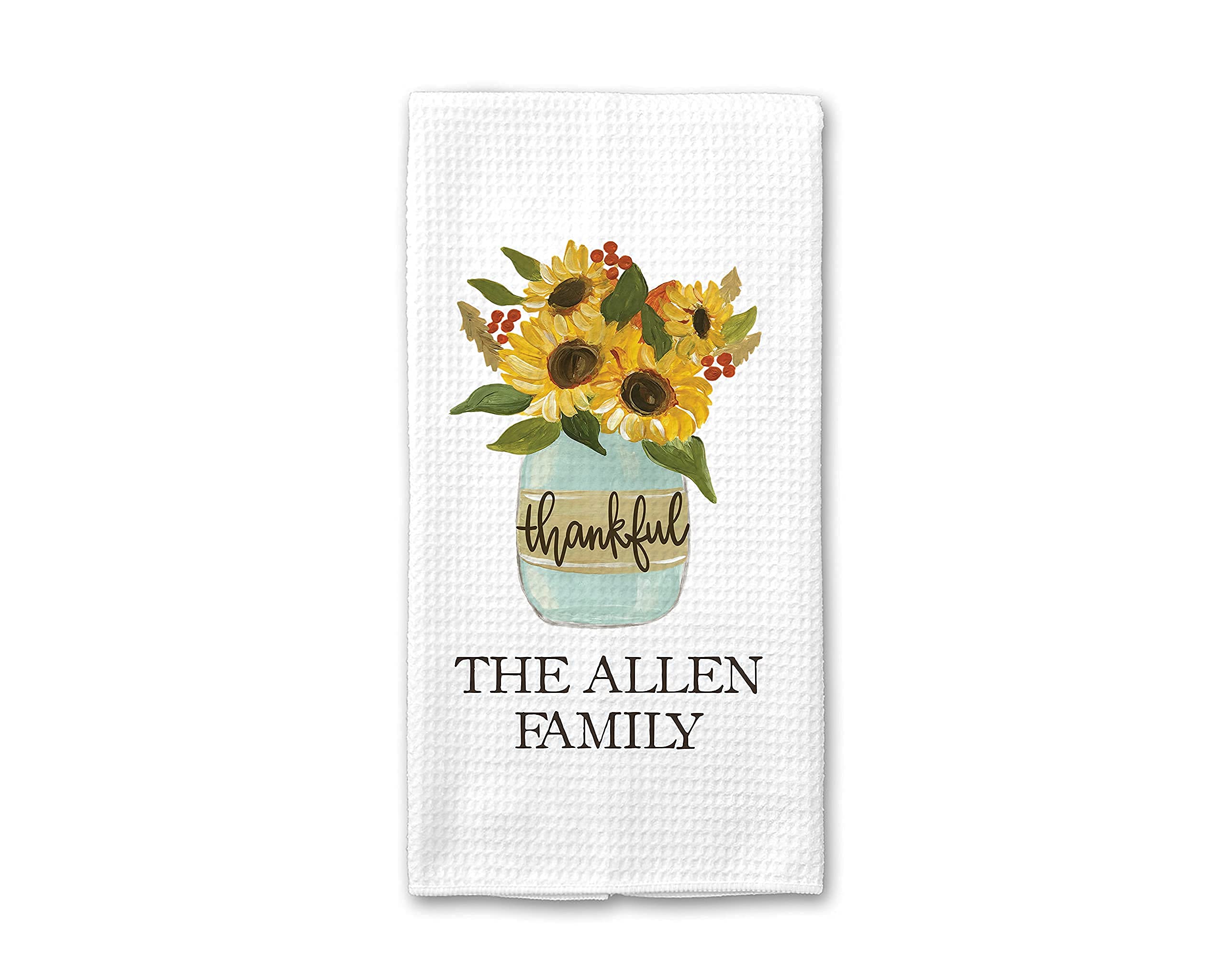 Custom Fall Waffle Weave Dish Towel - Personalized Kitchen Towel Set for Autumn Decor | Absorbent & Durable Cotton Towels for Thanksgiving, Halloween & Cozy Fall Kitchen Decorations