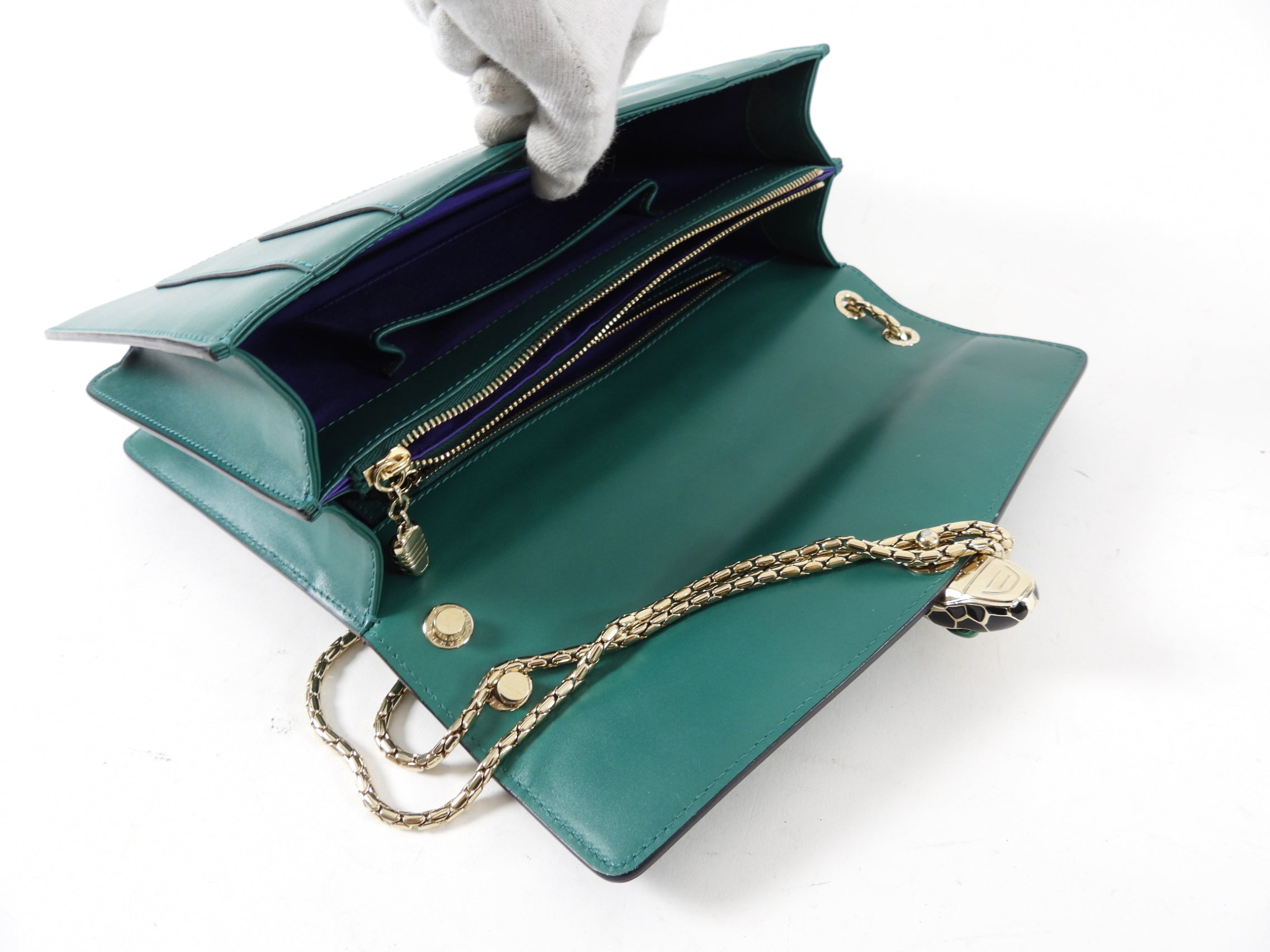 Bulgari Serpenti Forever Green Enamel Snake Shoulder Bag - Luxury Designer Handbag for Women, Perfect for Evening Parties & Special Occasions