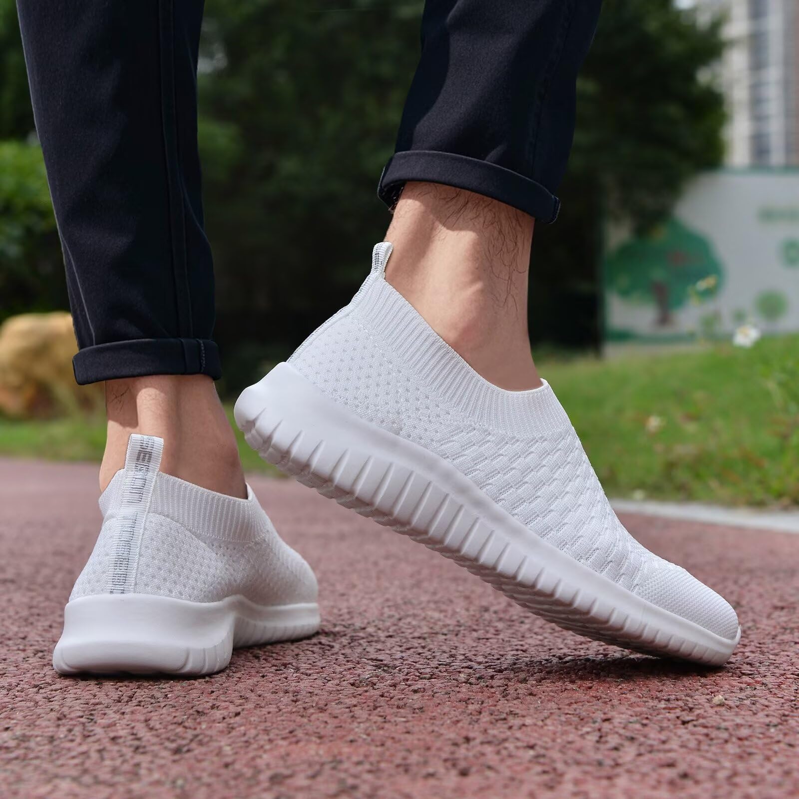 TIOSEBON Men's Slip-On Walking Shoes - Breathable Knit Mesh Tennis Sneakers for Men - Lightweight Comfortable Casual Shoes for Walking, Running & Gym Workouts