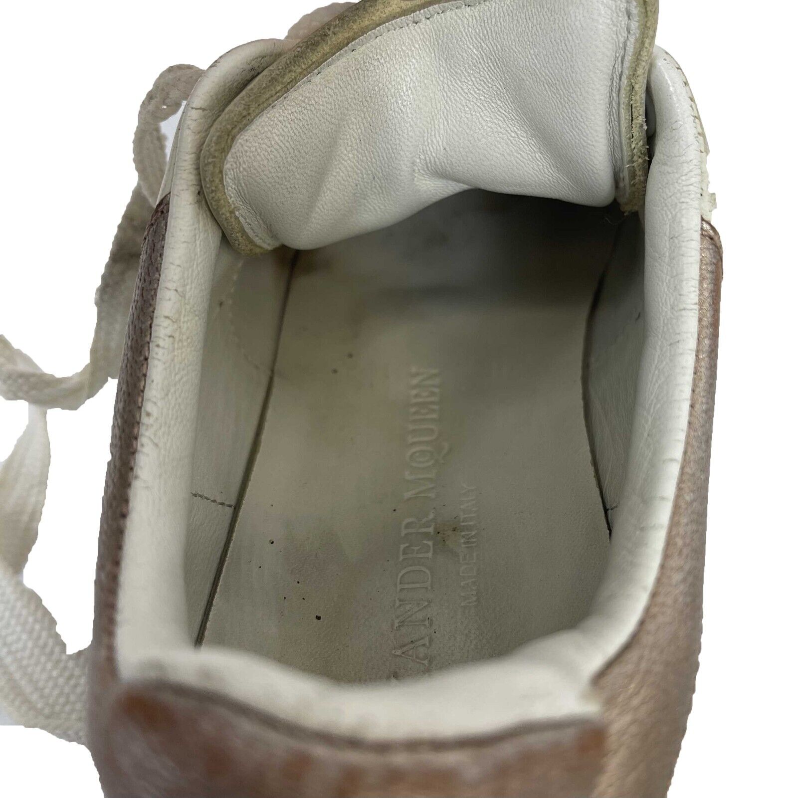 Alexander McQueen Oversized White/Rose Gold Sneakers - Women's US 5.5 (EU 35.5) | Fashion Luxury Casual Shoes for Streetwear & Everyday Wear