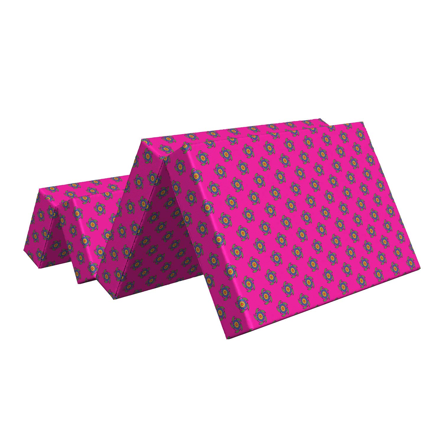 Ambesonne Hot Pink Foldable Mattress with Windmill Floral Design - 74.8