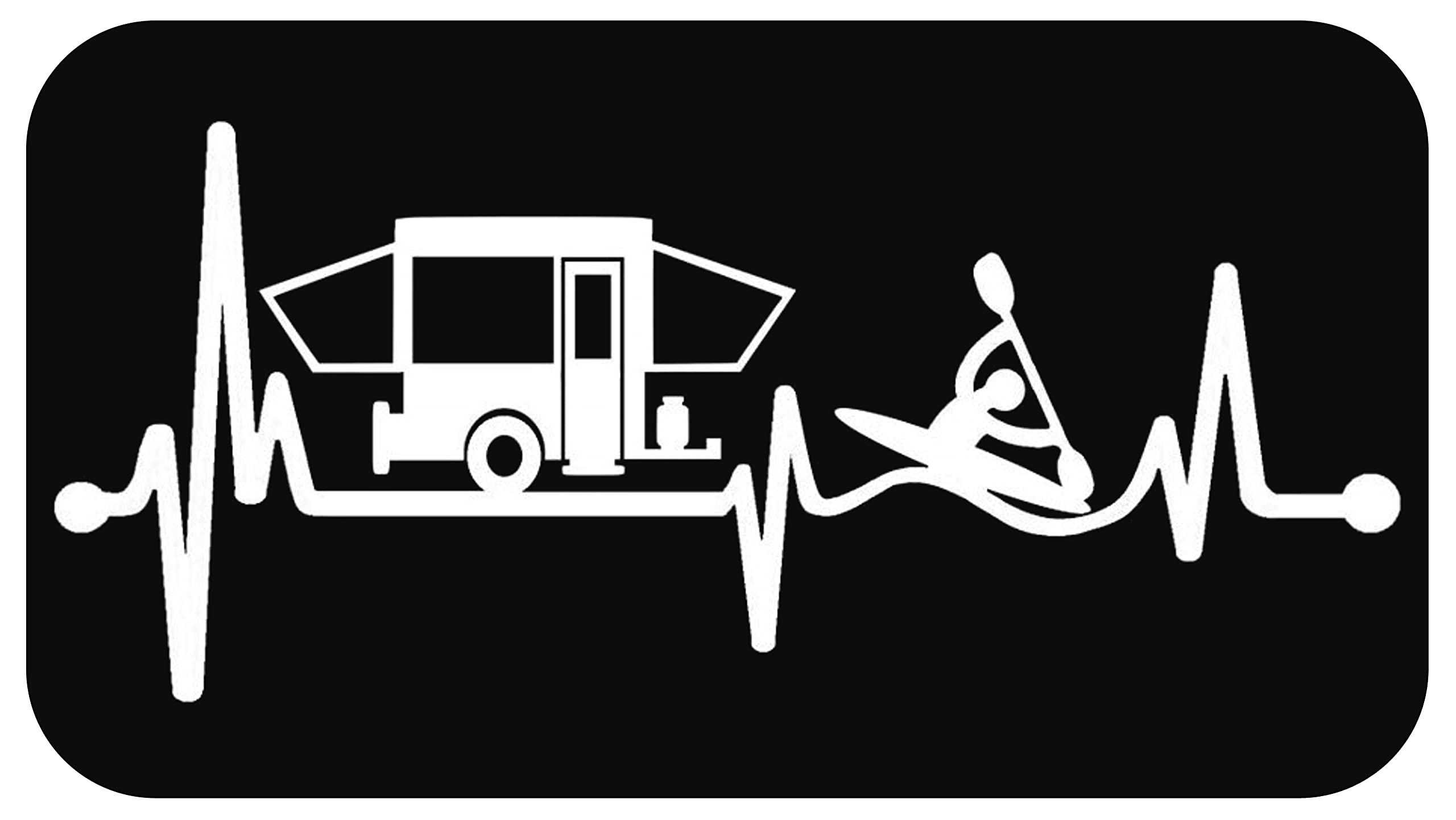 8.0 Inch Pop Up Camper with Kayak Heartbeat Decal Sticker for Car Window | Waterproof Vinyl Car Decal BG 354 | Perfect for RV, SUV, Truck & Outdoor Enthusiasts