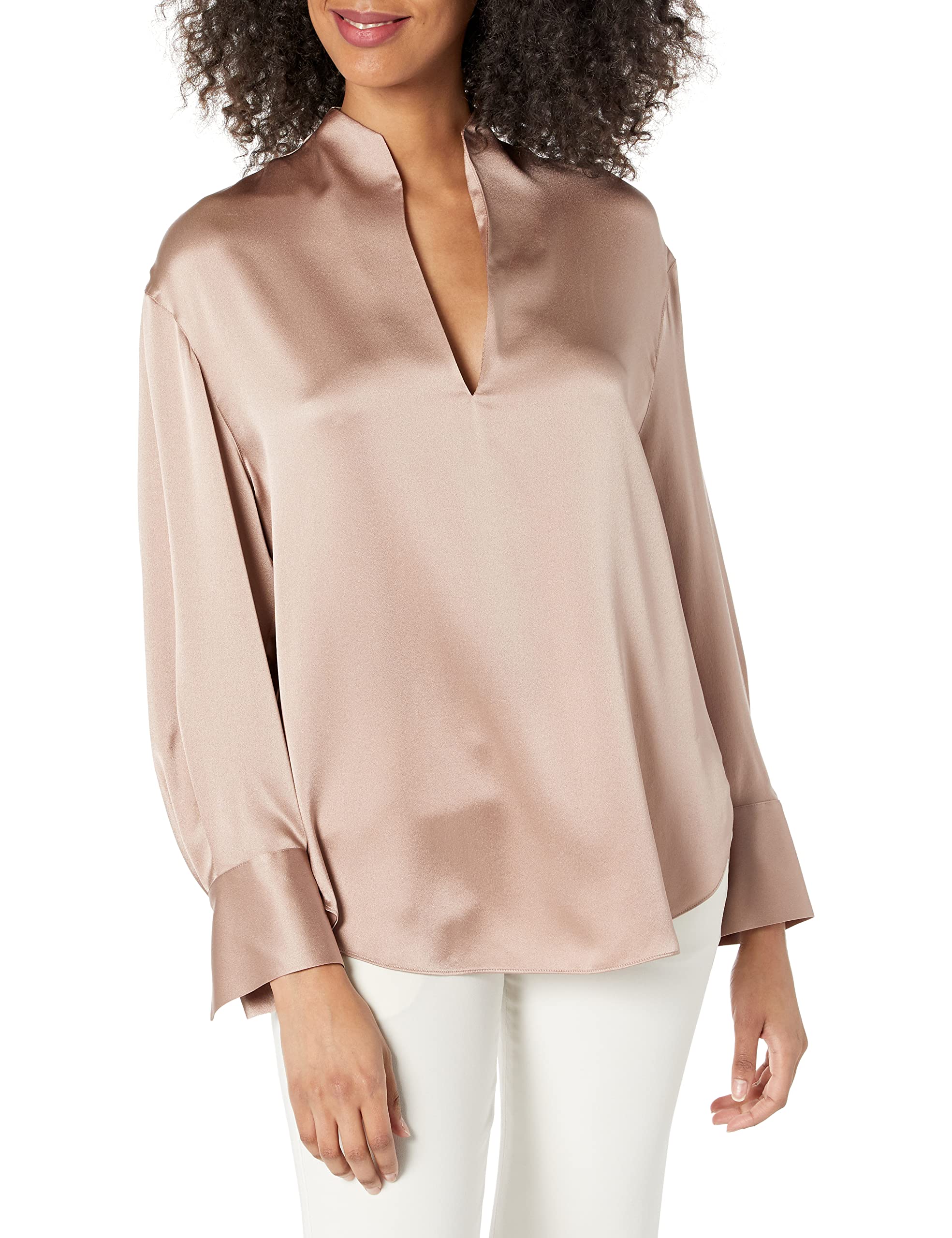 Vince Women's Long Sleeve Slit Neck Blouse - Elegant Casual & Office Wear Tops for Women | Perfect for Work, Date Night & Special Occasions