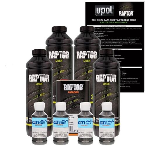 Raptor U-POL Charcoal Metallic Urethane Spray-On Truck Bed Liner Kit - 4L Textured Protective Coating for Pickup Trucks, SUVs & Off-Road Vehicles | DIY Application, Durable Scratch-Resistant Finish