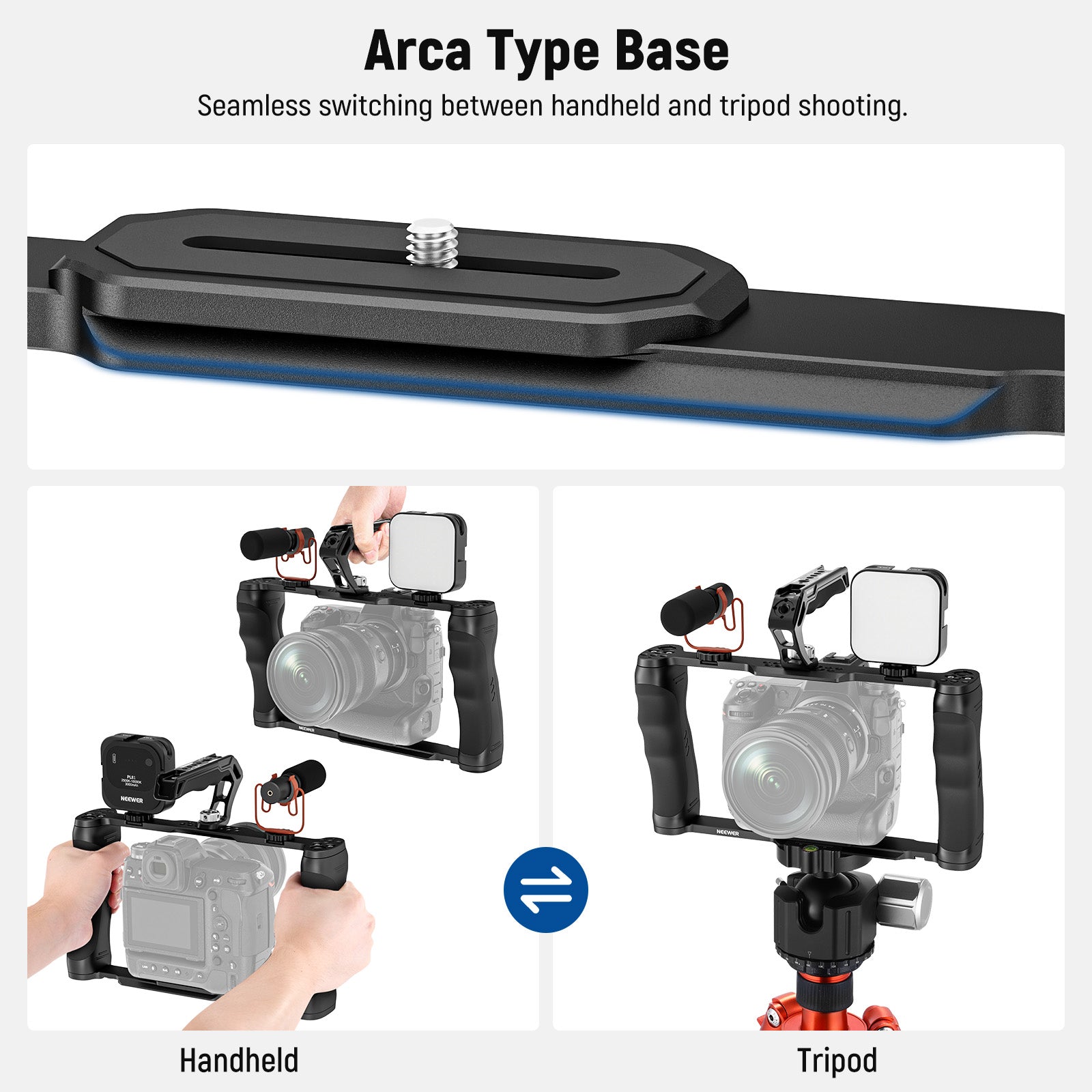 NEEWER CA016T+MA006 Universal Camera Cage for DSLR Mirrorless Cameras - Professional Video Rig for Filmmaking, Vlogging & Photography