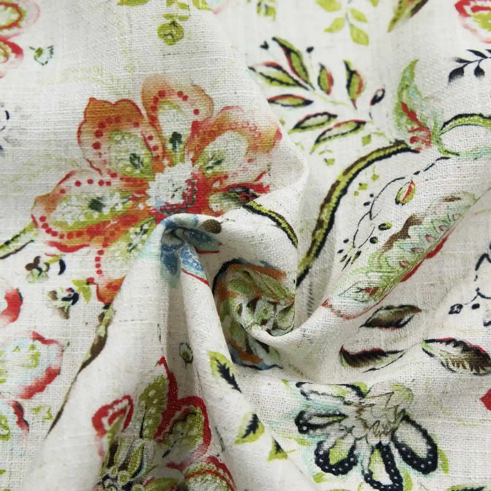 Bohemian Botanical Pleated Drapery Curtains - 52 Inch Width - Elegant Boho Home Decor for Living Room & Bedroom