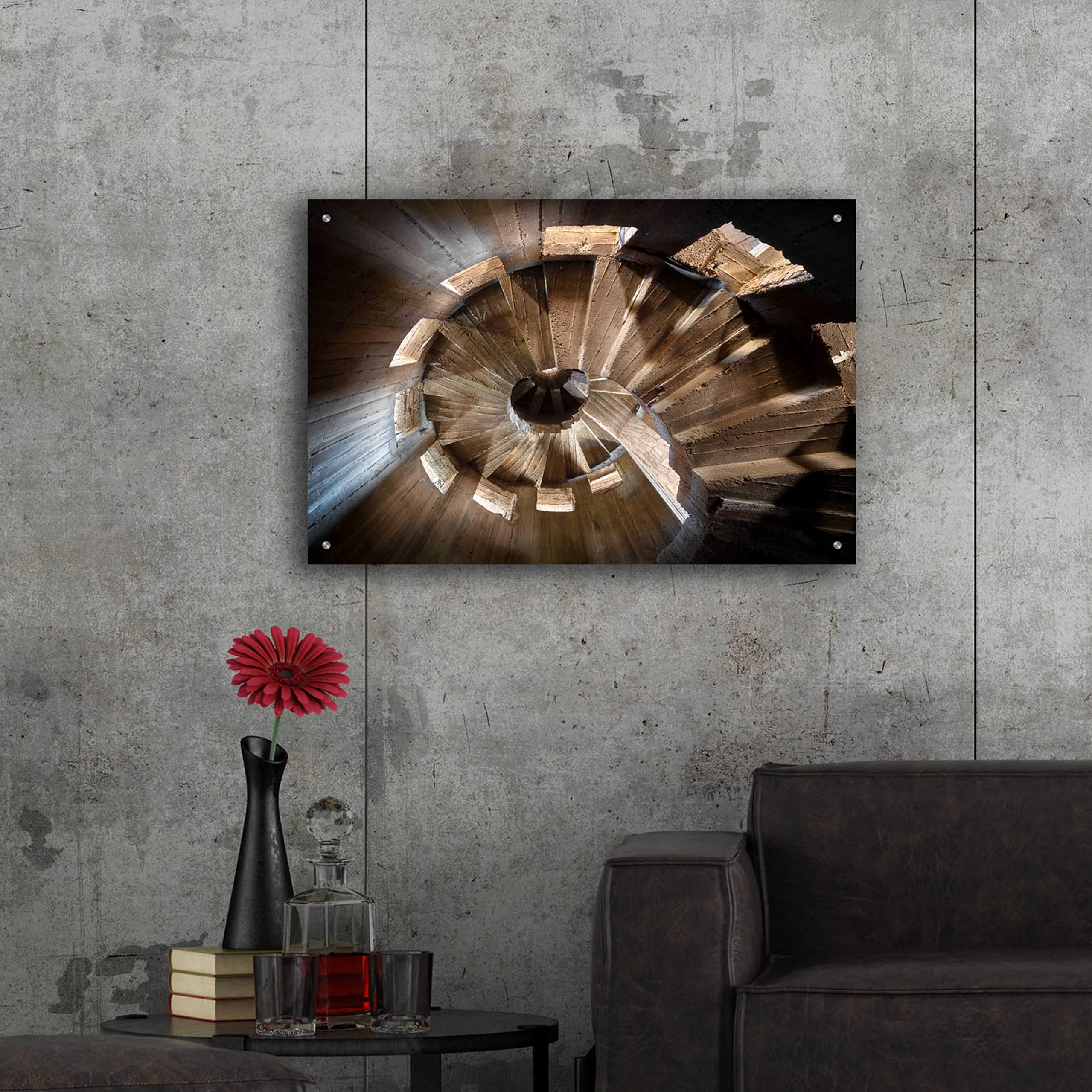 Roman Robroek 'Shadow in The Staircase' Acrylic Glass Wall Art - 36x24 Inches Modern Abstract Painting for Living Room, Bedroom & Office Decor