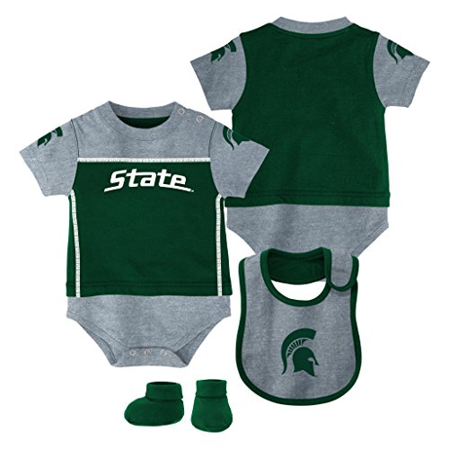Authentic Michigan State Spartans Baby Jersey Creeper, Bib & Booties Set - Soft Cotton Infant Outfit for Game Day, Photo Shoots & Family Events