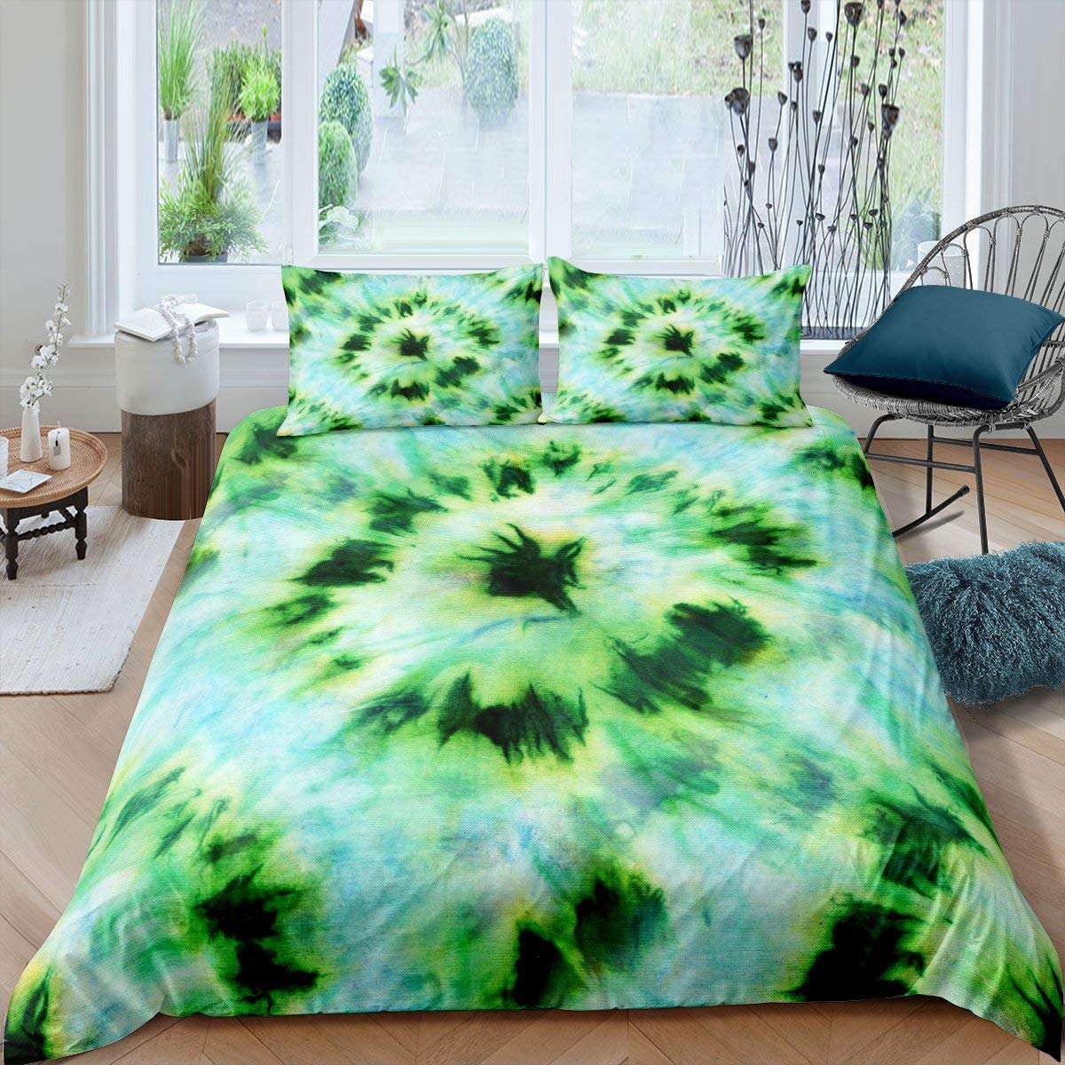 Erosebridal Tie-Dye Bohemian Duvet Cover Set - Twin Size Bedding for Kids, Teens & Adults - 2-Piece Hippie Psychedelic Comforter Cover with Pillowcase - Perfect for Boho Bedrooms, Dorm Rooms & Festival Camping