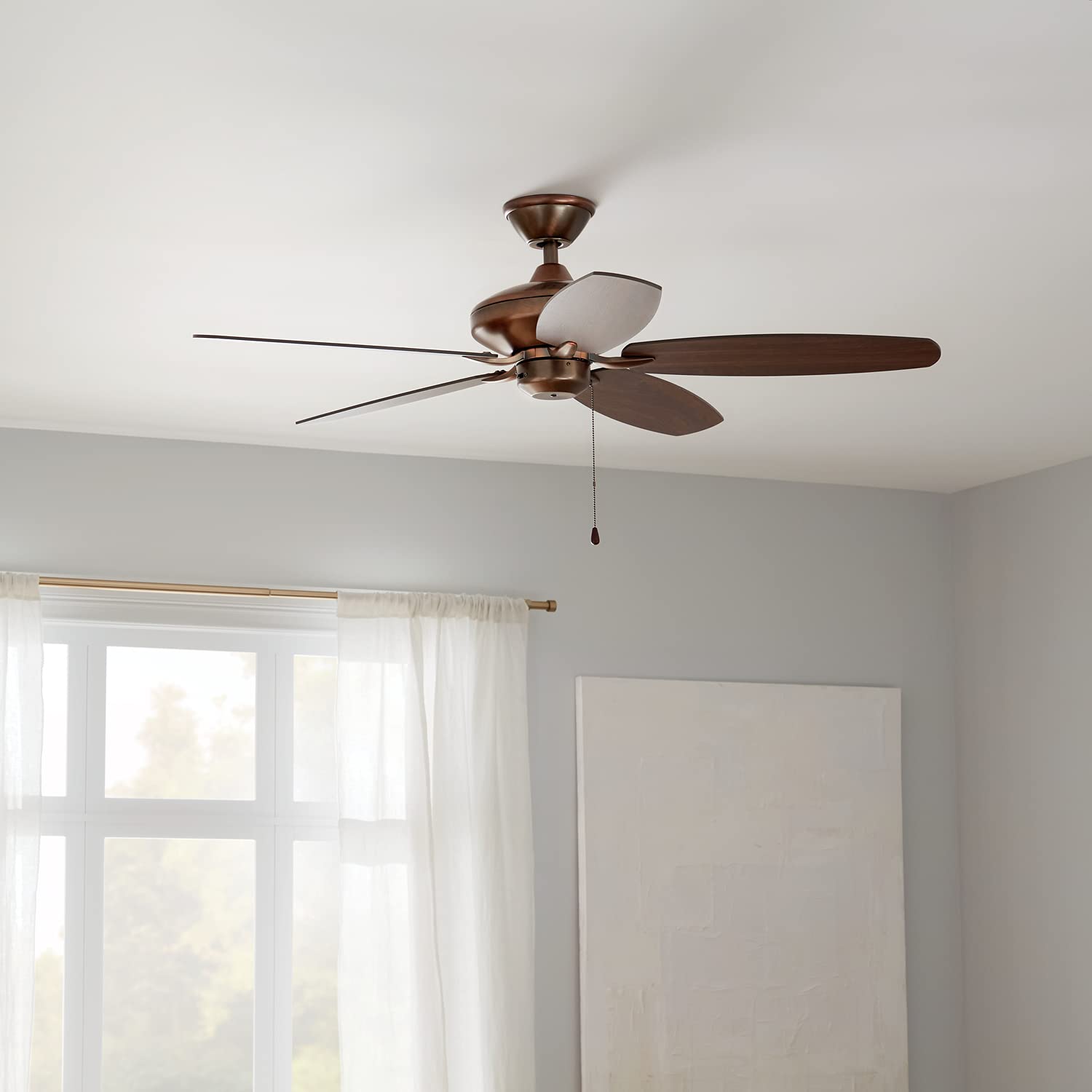 Kichler 52 Inch Indoor Ceiling Fan with Light, Oil-Rubbed Bronze Finish - Perfect for Living Room, Bedroom, and Office Cooling & Air Circulation