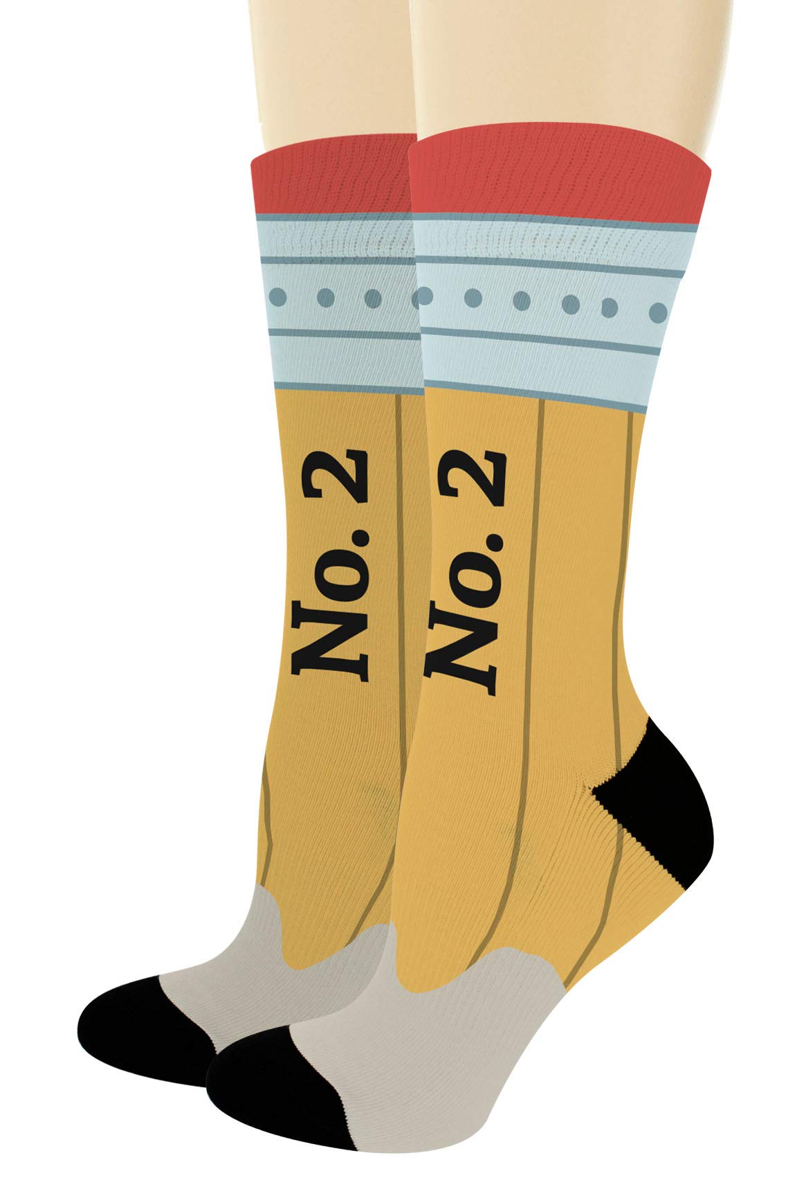 No. 2 Pencil Teacher Socks - Fun Back to School Gifts for Educators - Novelty Crew Socks for Classroom, Teacher Appreciation Week & School Spirit Days