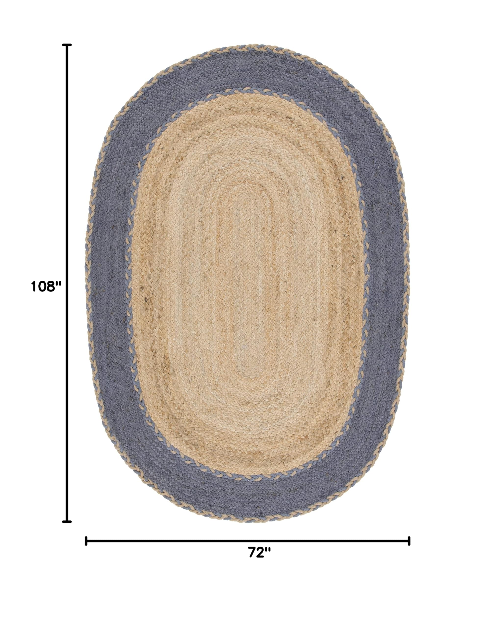 SAFAVIEH Natural Fiber Collection Handmade Jute Area Rug - 6' x 9' Oval, Natural & Dark Grey, Non-Slip, Durable for High Traffic Areas | Perfect for Living Room, Bedroom, Office & Entryway (NFB261F)