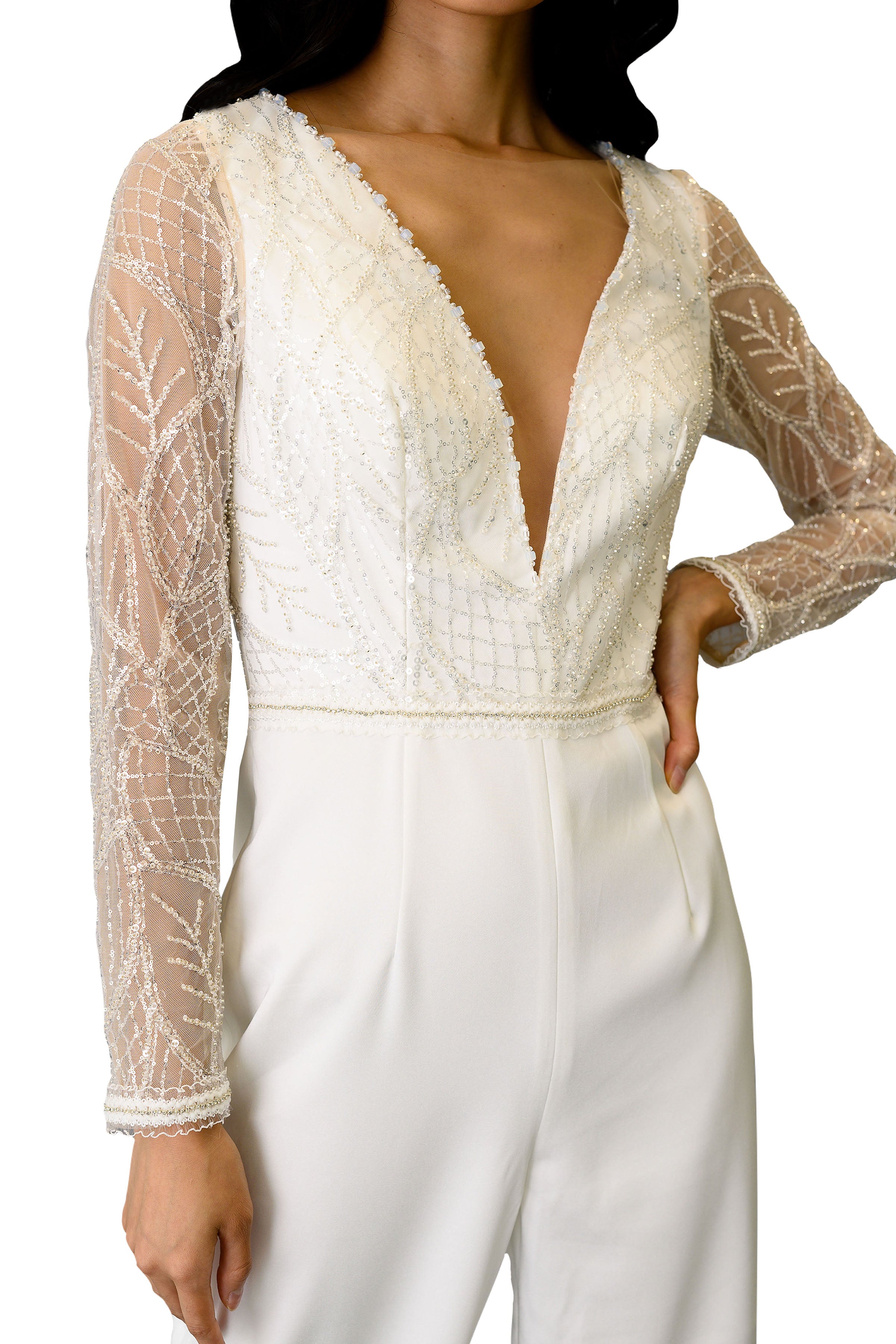 Elegant Women's Fully Embroidered Lace Jumpsuit - Floral Lace Romper for Parties, Weddings & Special Occasions | Comfortable & Stylish Outfit for Evening Events