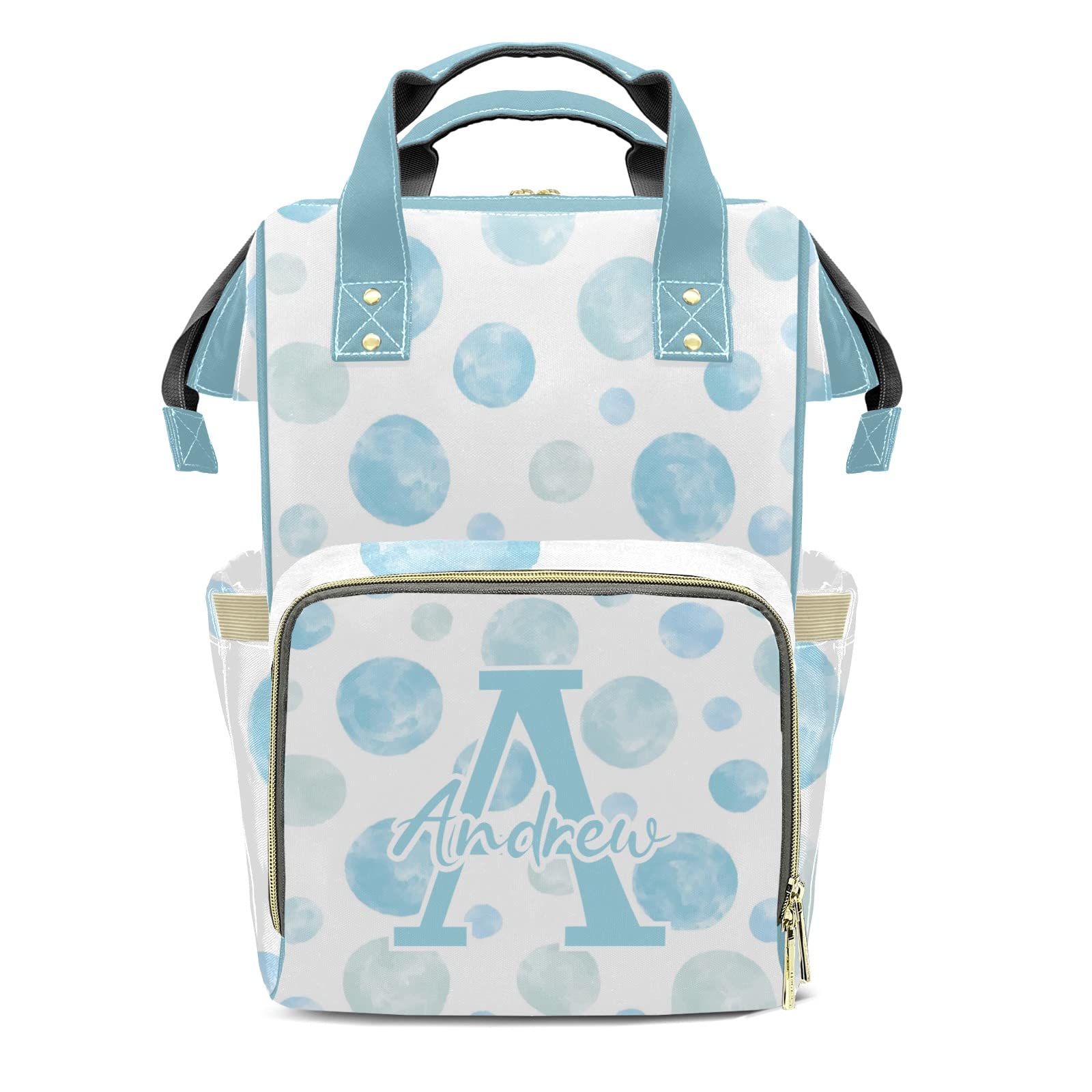 **Personalized Blue Bubble Mummy Diaper Backpack - Custom Name Nappy Bag for Baby Essentials | Perfect for Travel, Daycare & On-the-Go Moms**