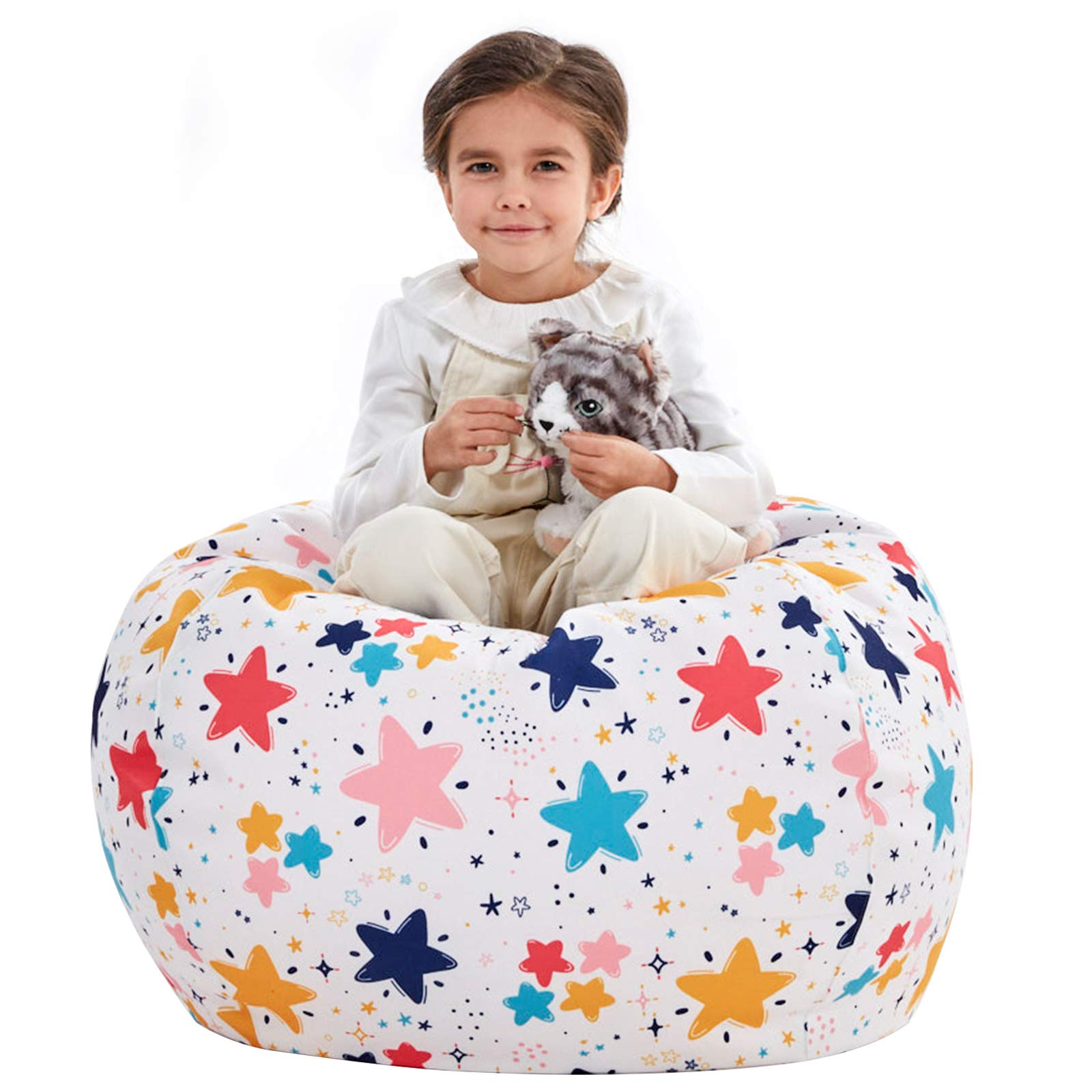 **Nobildonna Stuffed Animal Storage Bean Bag Chair Cover – Large Kids Bean Bag Chair Without Filling for Girls & Toddlers – Organize Soft Plush Toys – Perfect for Playrooms, Bedrooms & Daycare Storage**
