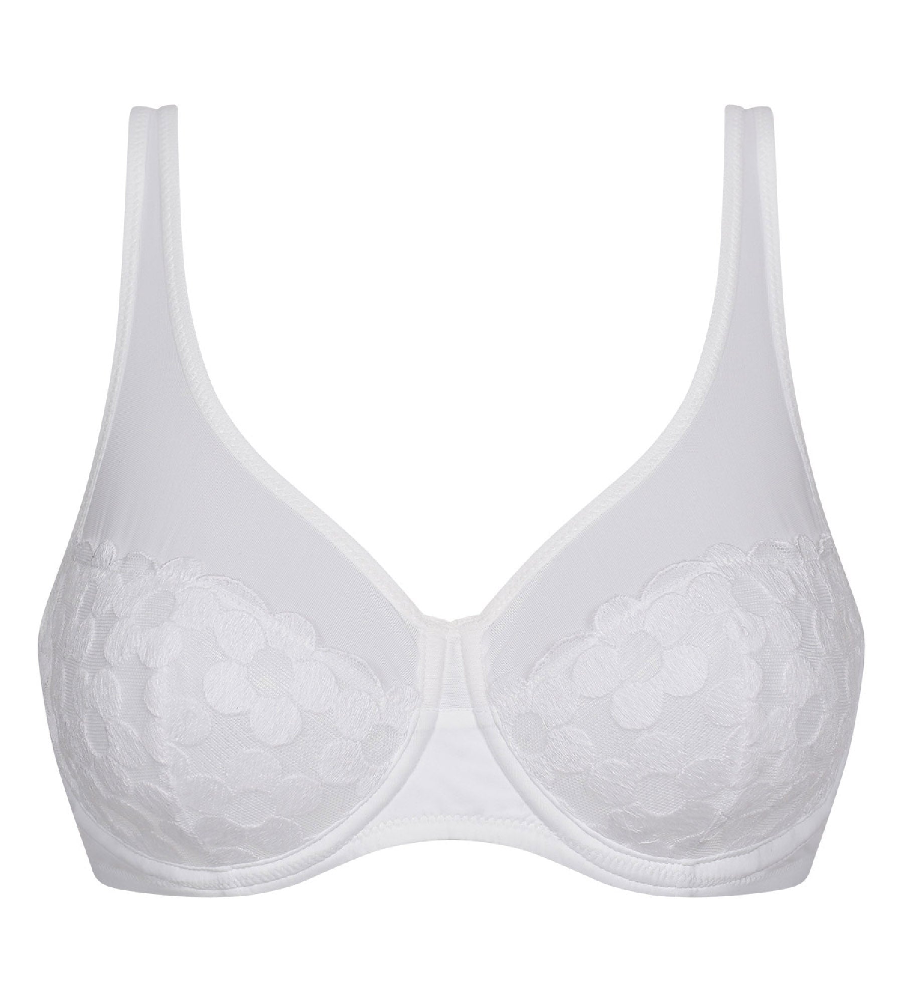 Lace Underwire Full Coverage Bra - White Embroidered Support for Everyday Comfort & Confidence | Perfect for Work, Date Nights & Special Occasions