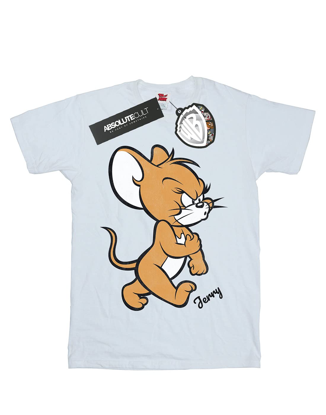 Tom and Jerry Boys' Angry Mouse Graphic T-Shirt - White Cotton Tee for Kids 5-6 Years - Fun Cartoon Character Shirt for School, Playdates & Birthday Parties