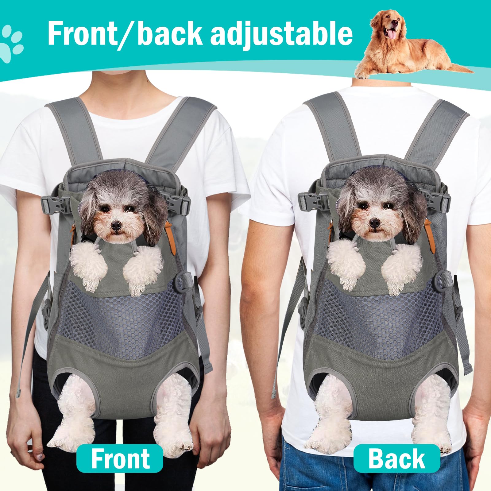 Airline Approved Dog Carrier Backpack - Hands-Free Pet Travel Bag for Small, Medium & Large Dogs with Legs Out Front Design | Breathable Canvas Mesh | Perfect for Hiking, Travel & Outdoor Adventures