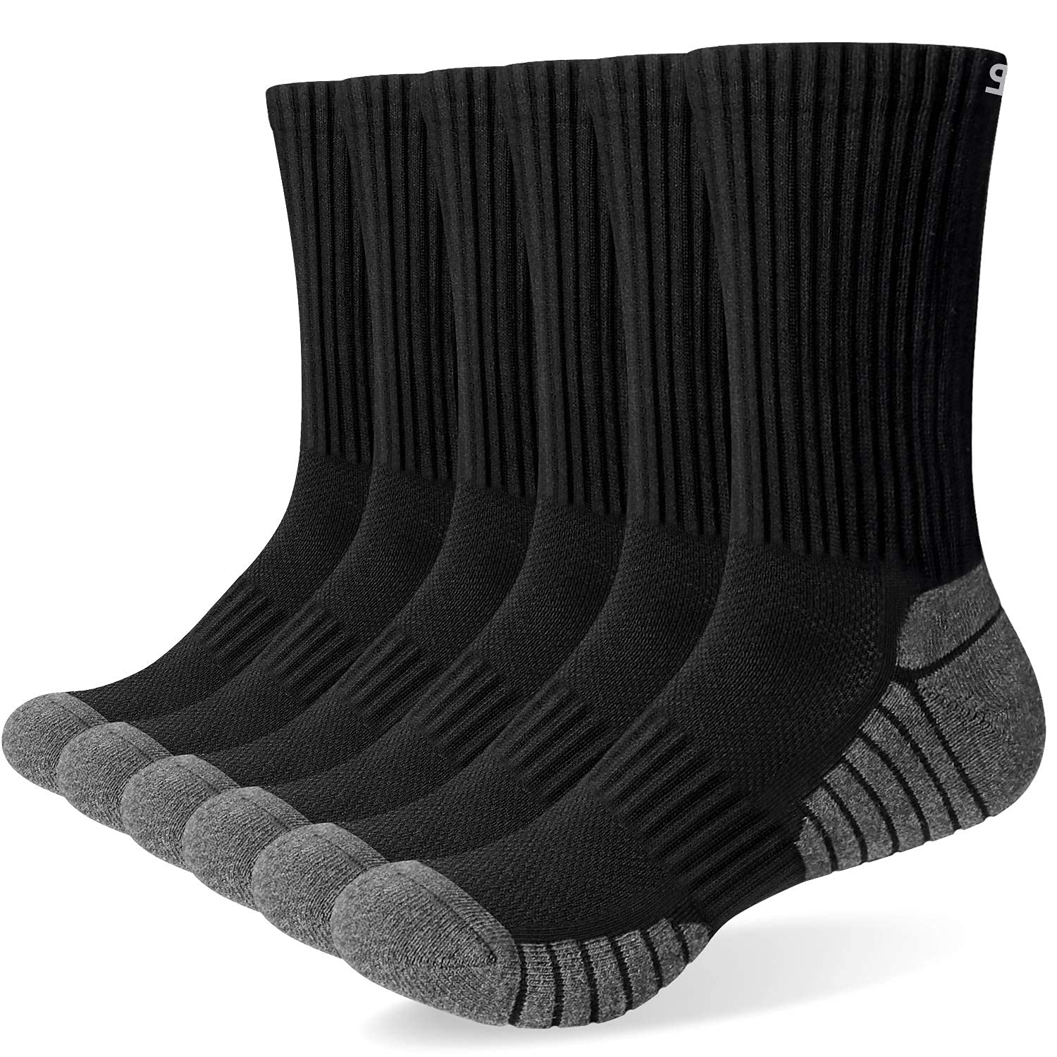 6 Pairs Winter Running Socks for Men & Women - Anti-Blister Cushioned Crew Socks for Jogging, Hiking & Workout - Warm Athletic Socks for Cold Weather Sports