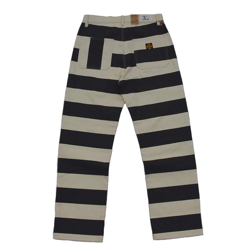 16oz Prisoner Striped Motorcycle Pants for Men - Durable Biker Riding Gear for Harley, Cruiser & Street Bikes (Perfect for Long Rides & Motorcycle Clubs)