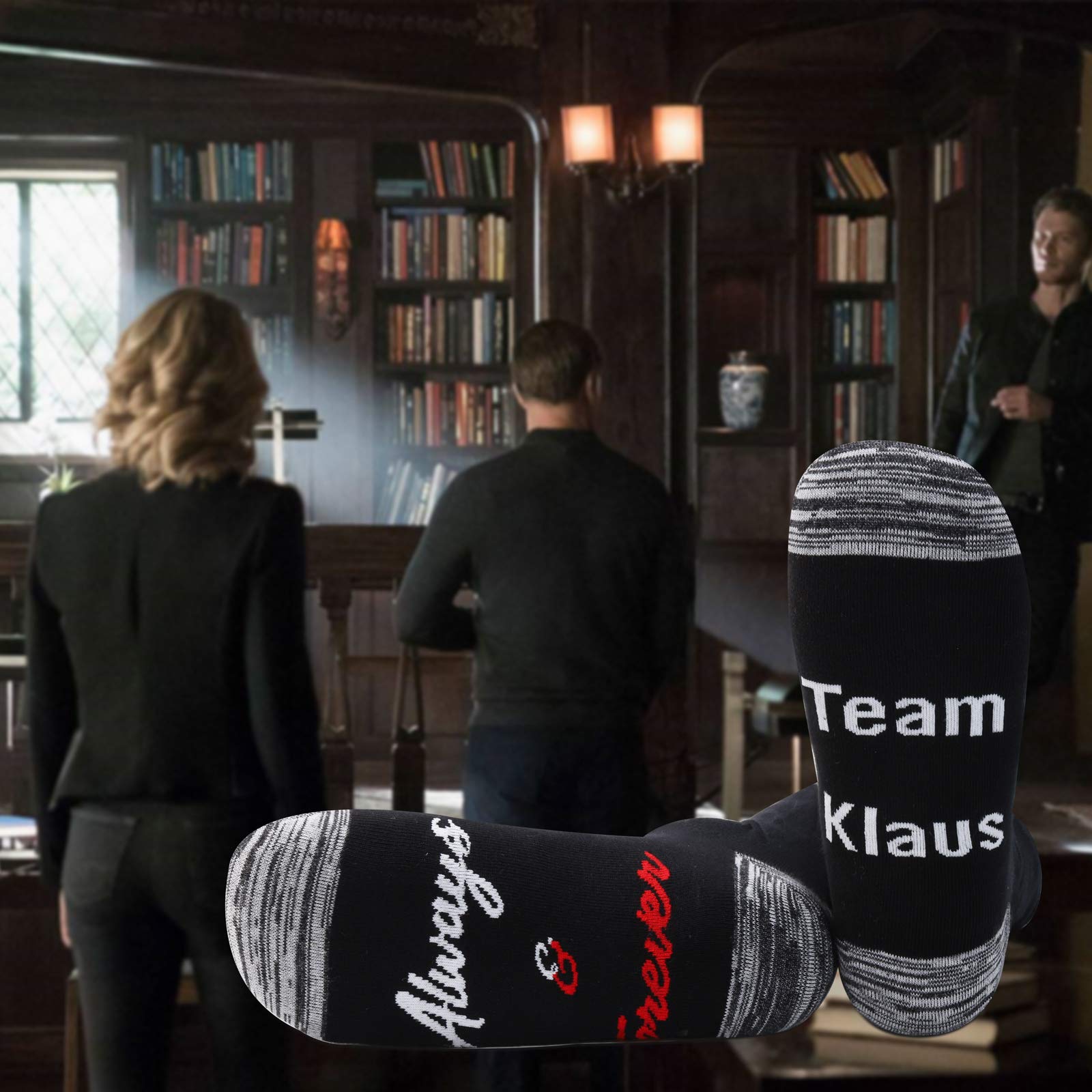 JXGZSO 2 Pairs Always and Forever Family Above All Socks - Vampire Themed Gift for Fans - Perfect for Halloween Costumes, Themed Parties & Family Matching Outfits