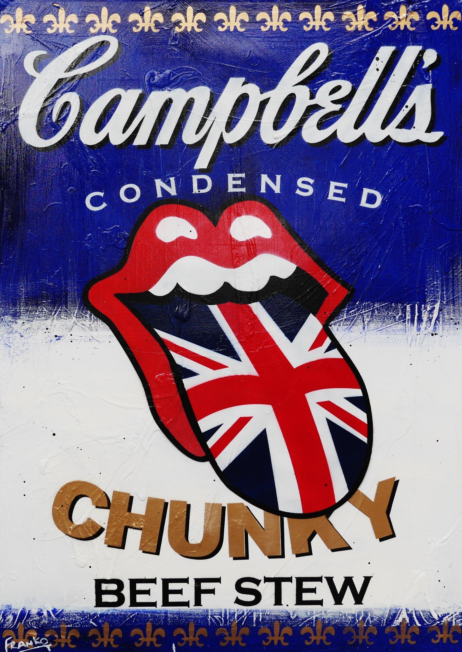Chunky Stewed Up Rolling Stones 140cm x 100cm Campbell's Soup Textured Urban Pop Art Canvas Painting - Perfect for Modern Home Decor, Office Wall Art & Gift for Music Lovers