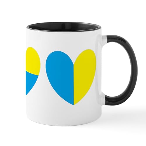 White/Black Inside - I Stand With Ukraine Heart Mugs