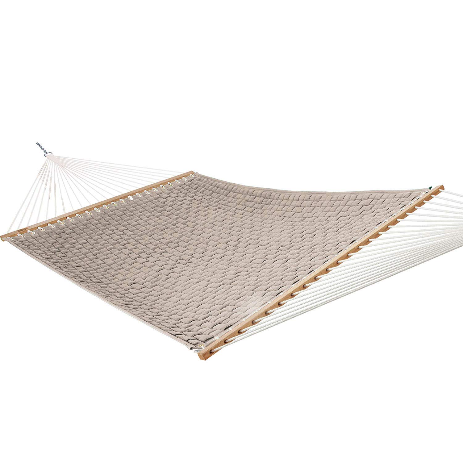 Premium Handwoven Hatteras Hammock - Antique Beige Soft Weave 2-Person Hammock with Free Extension Chains & Tree Hooks | 450 LB Capacity (13ft x 55in) | Perfect for Backyard Relaxation, Beach Trips & Camping | Made in USA