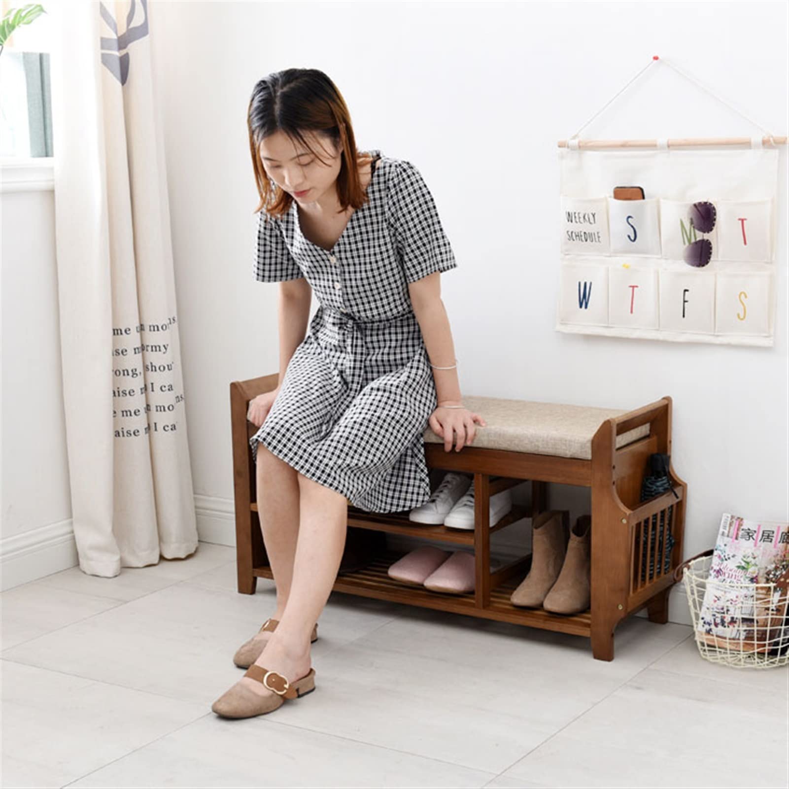 Multi-Functional Shoe Storage Bench with Hidden Compartment & Detachable Cushion - Entryway Organizer for Hallway, Bathroom, Living Room, Corridor & Garden - Perfect for Small Space Organization & Home Décor