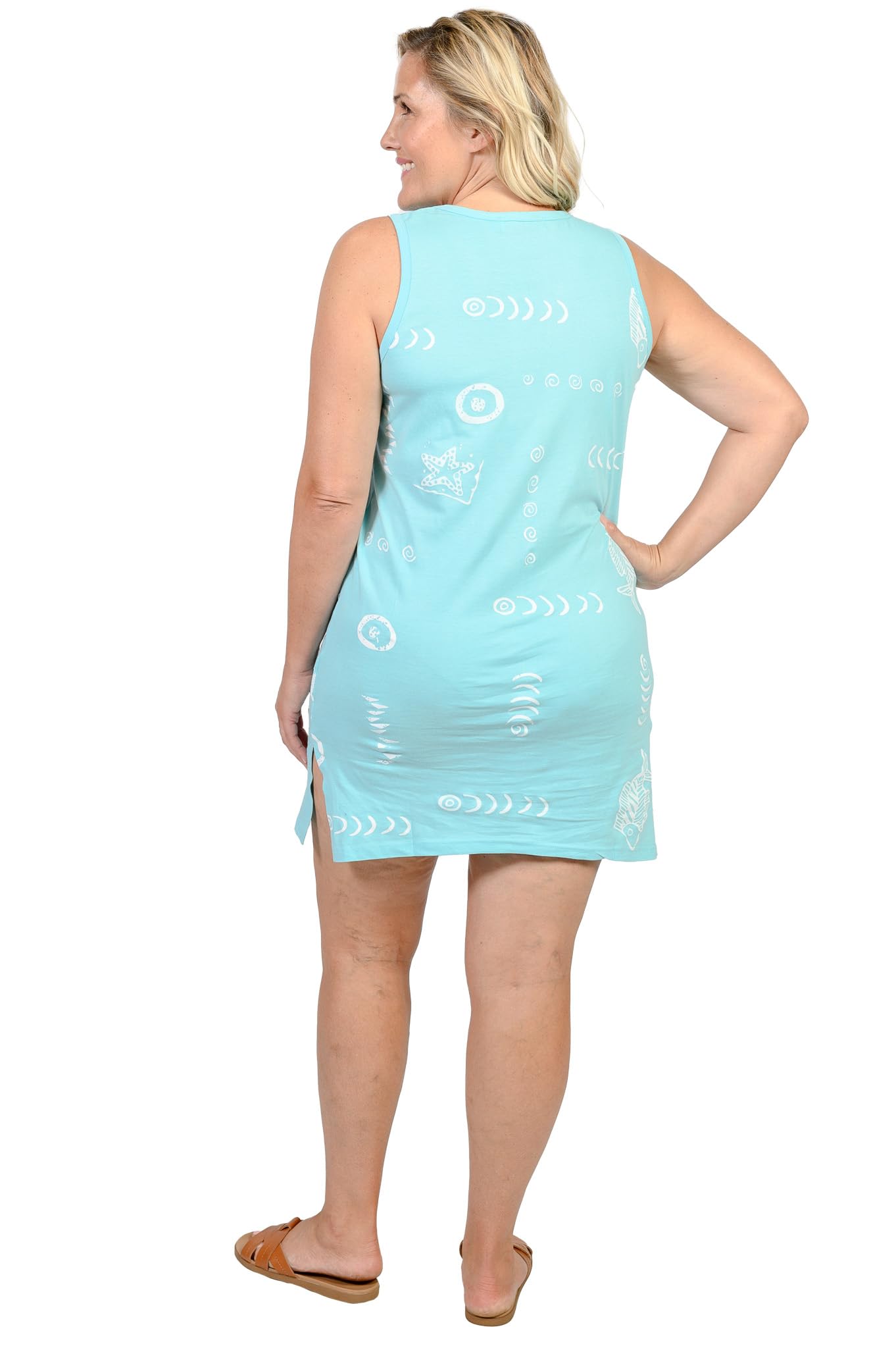 INGEAR Women's Summer Beach Dress - Short Sleeve Cotton Shift Dress for Casual Wear, Swim Cover Up, Vacation Outfit | Perfect for Beach Trips, Pool Parties & Summer Getaways